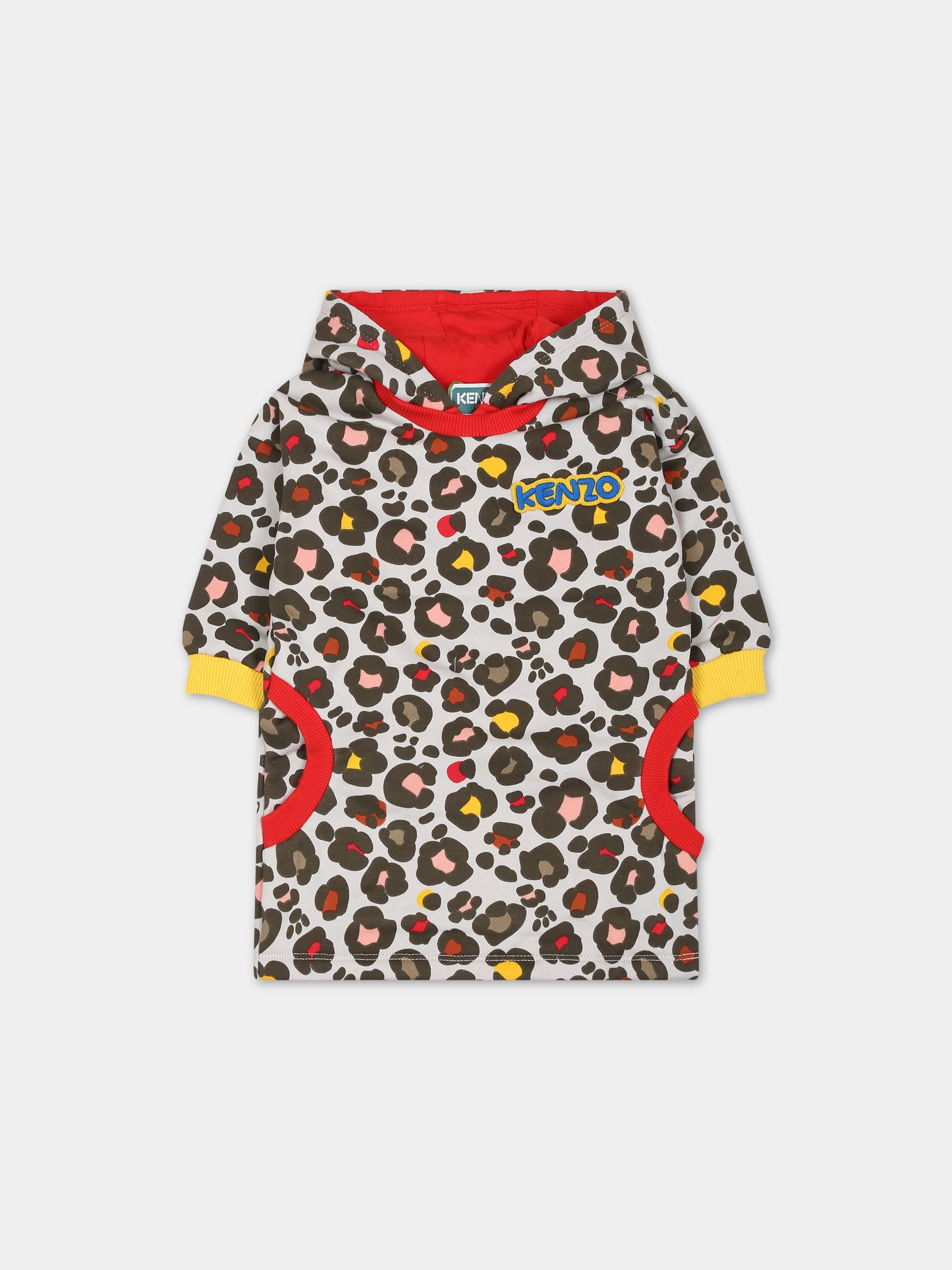 Vestito multicolor per neonata con logo,Kenzo Kids,K02110 261