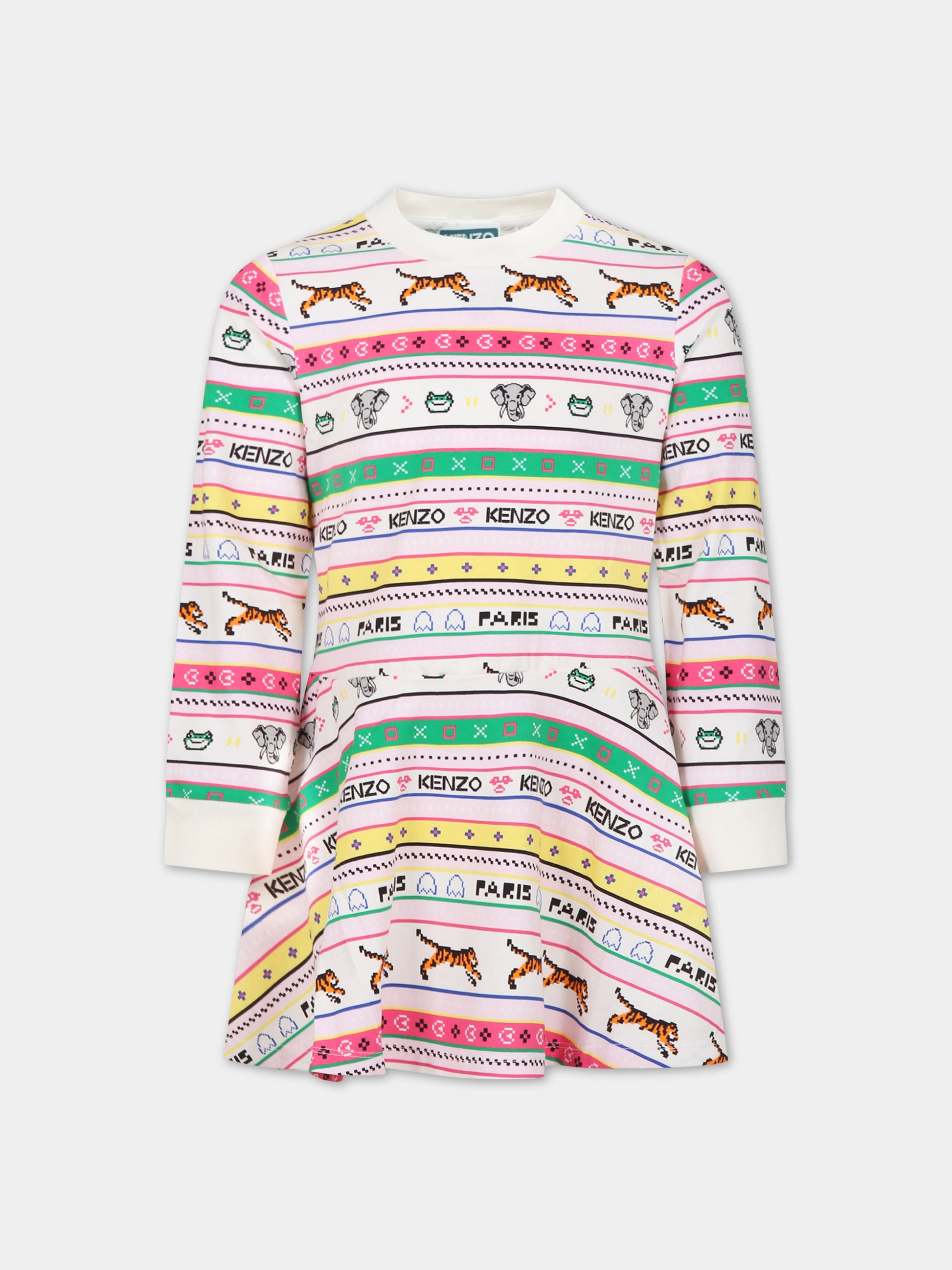 Vestito avorio per bambina con logo,Kenzo Kids,K12346 121