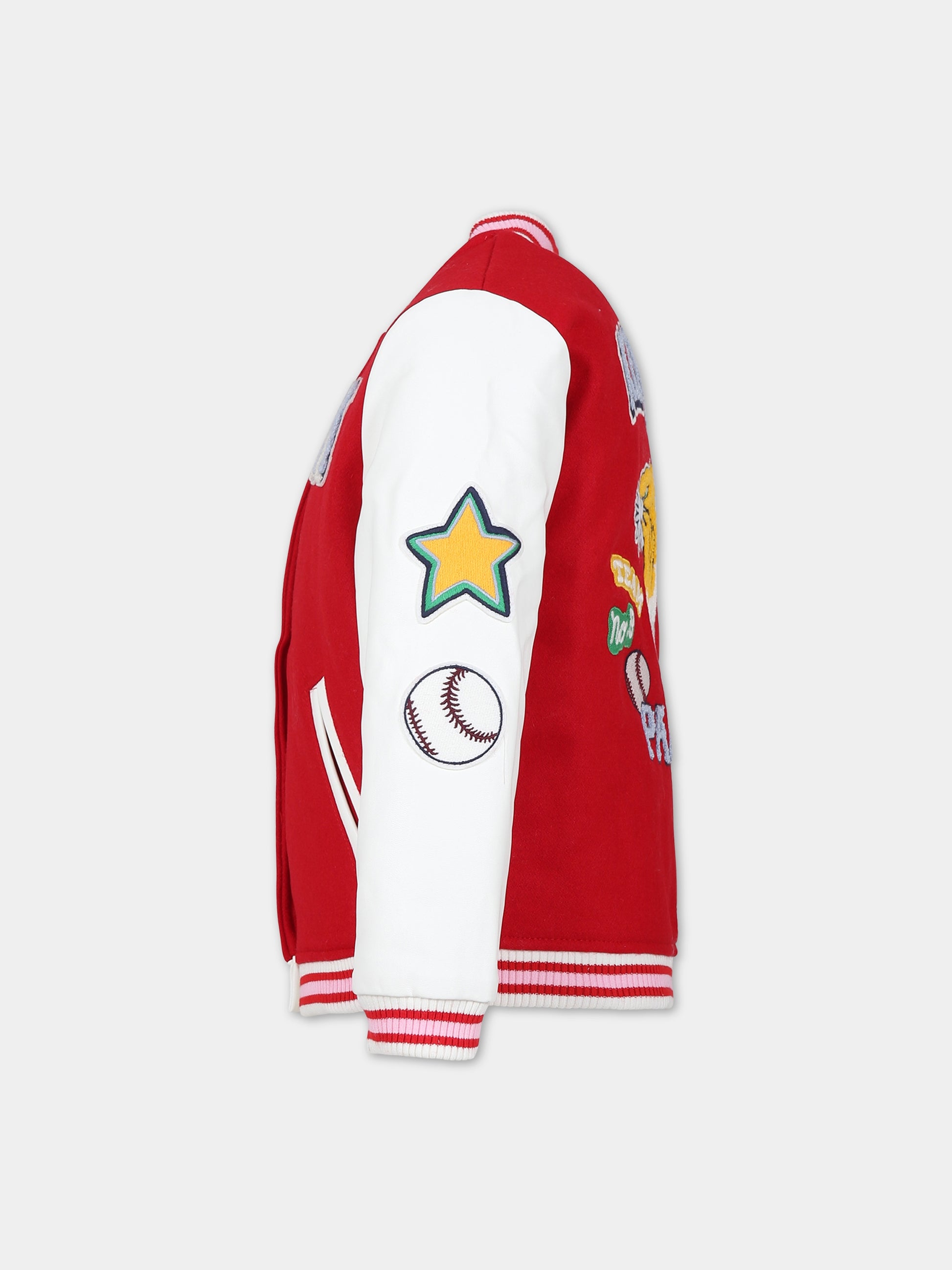 Bomber rosso per bambina con logo e tigre,Kenzo Kids,K16096 990