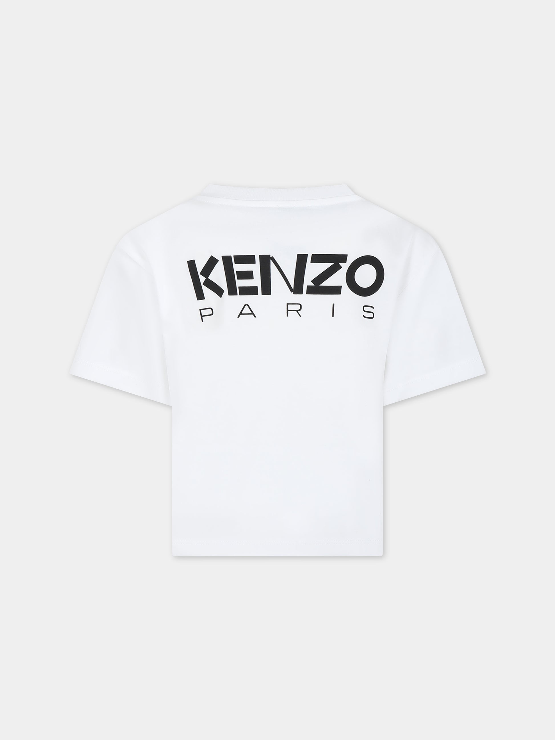 T-shirt bianca per bambini con stampa fiore,Kenzo Kids,K15704 12P