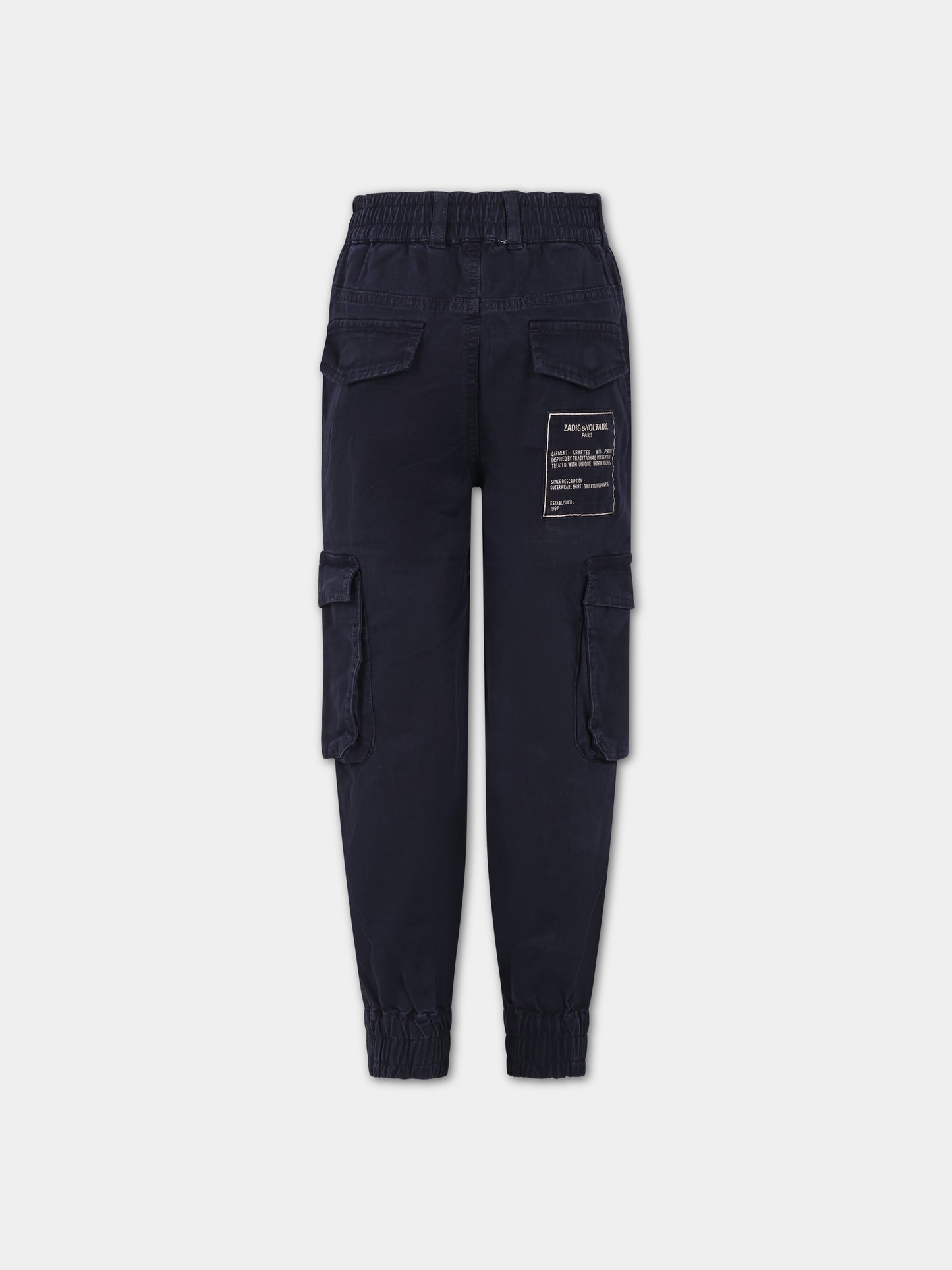 Pantaloni cargo blu per bambino,Zadig & Voltaire Kids,X24139 84E
