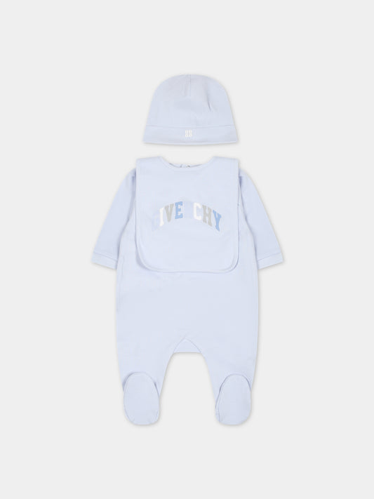Set celeste per neonato con logo,Givenchy Kids,H98181 771