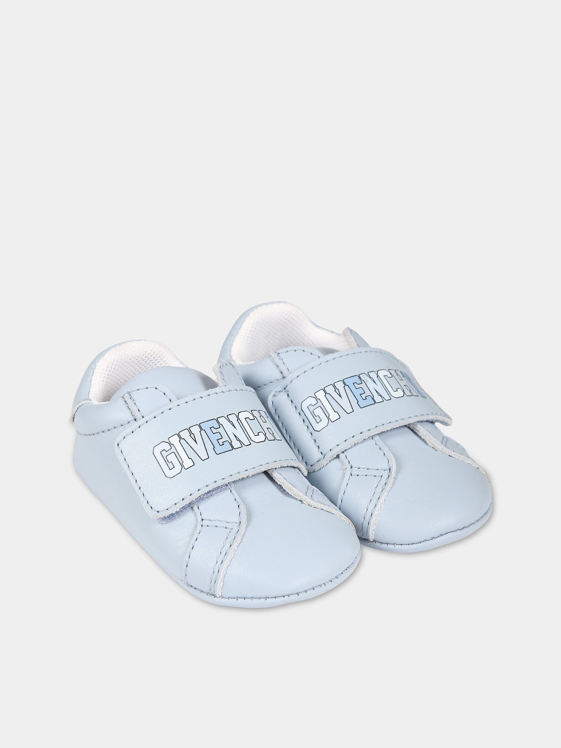Sneakers celesti per neonato con logo,Givenchy Kids,H99048 771