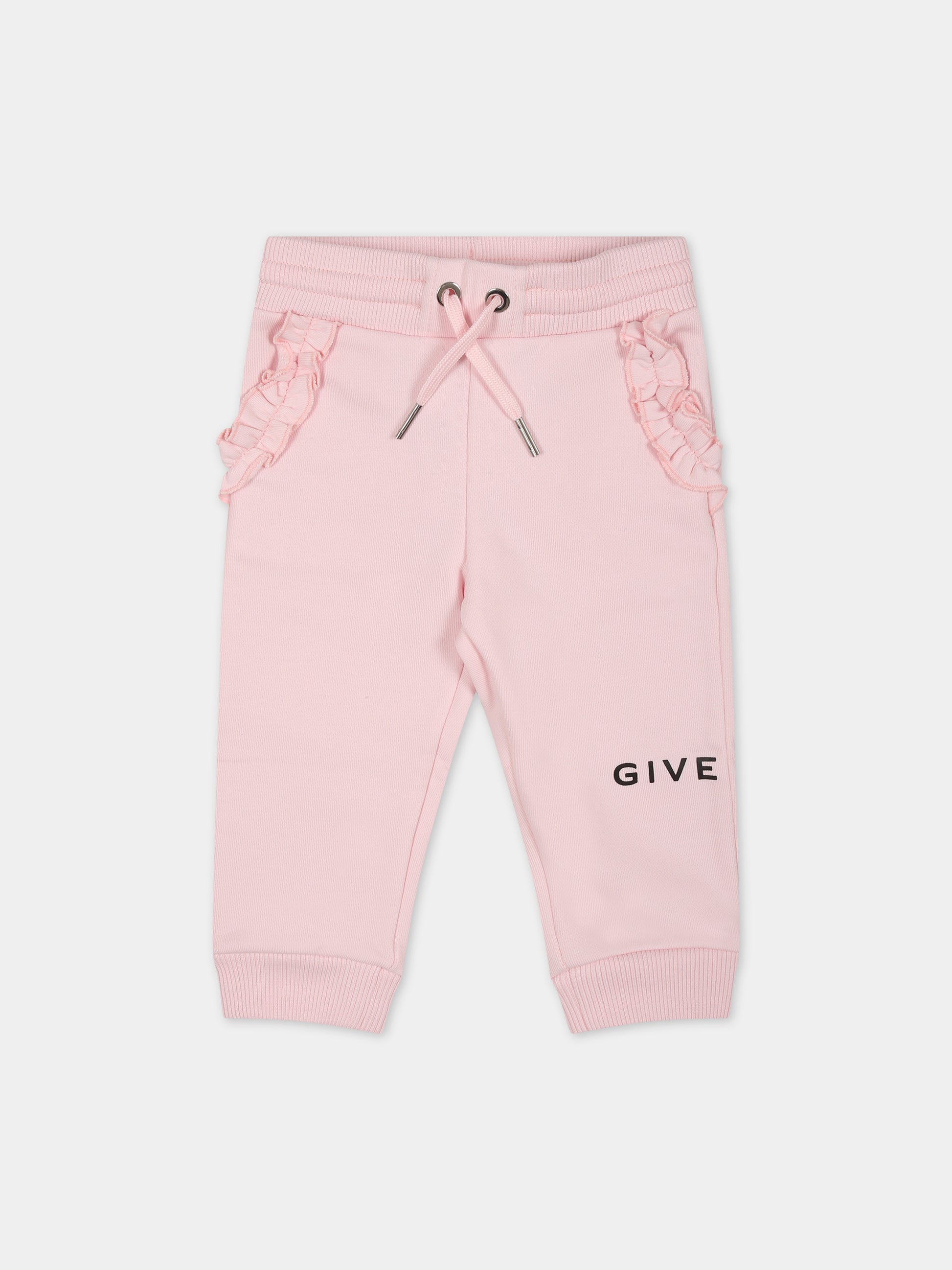 Pantaloni rosa per neonata con monogramma,Givenchy Kids,H04178 44Z