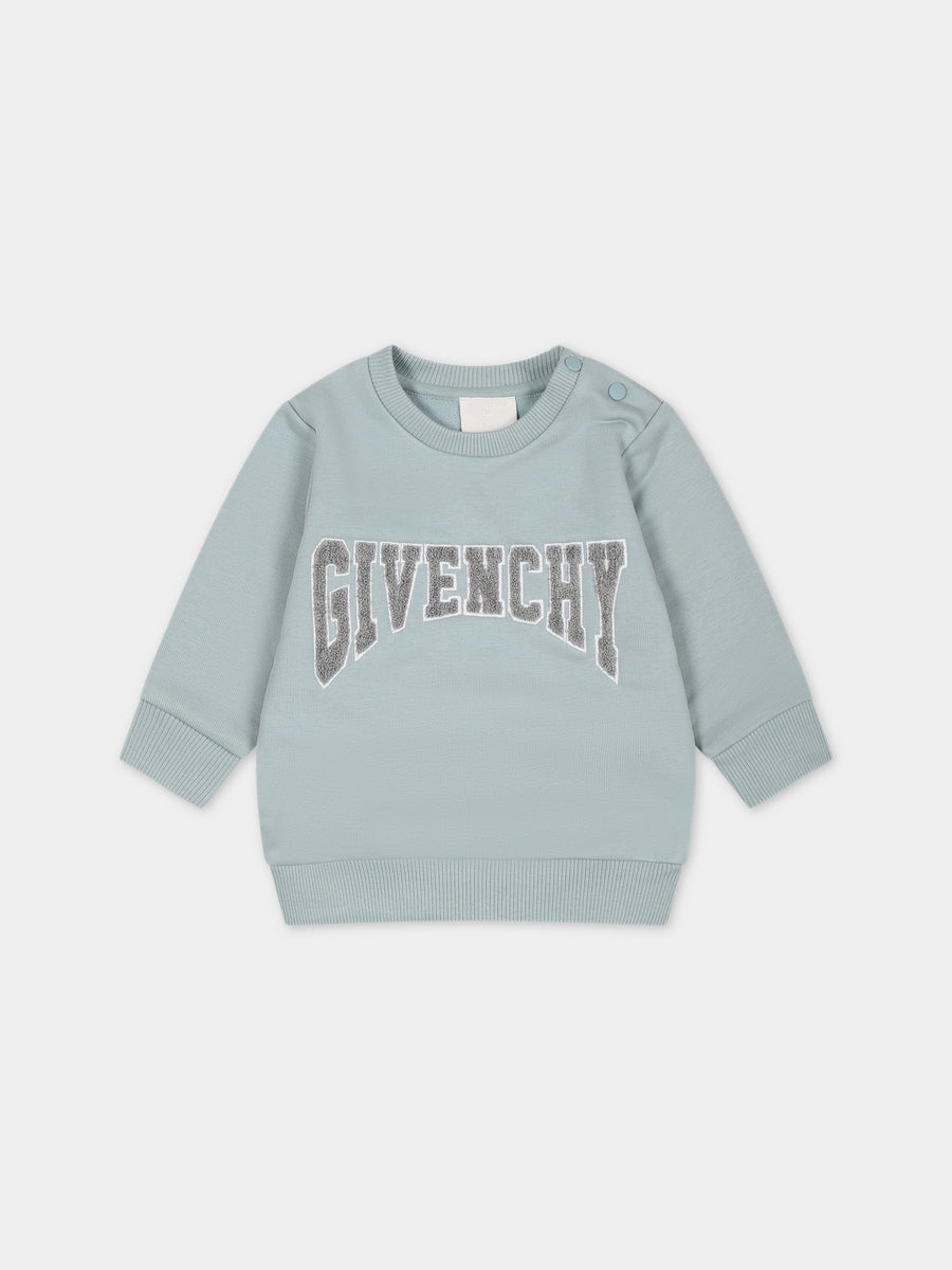 Felpa celeste per neonato con logo,Givenchy Kids,H05276 773