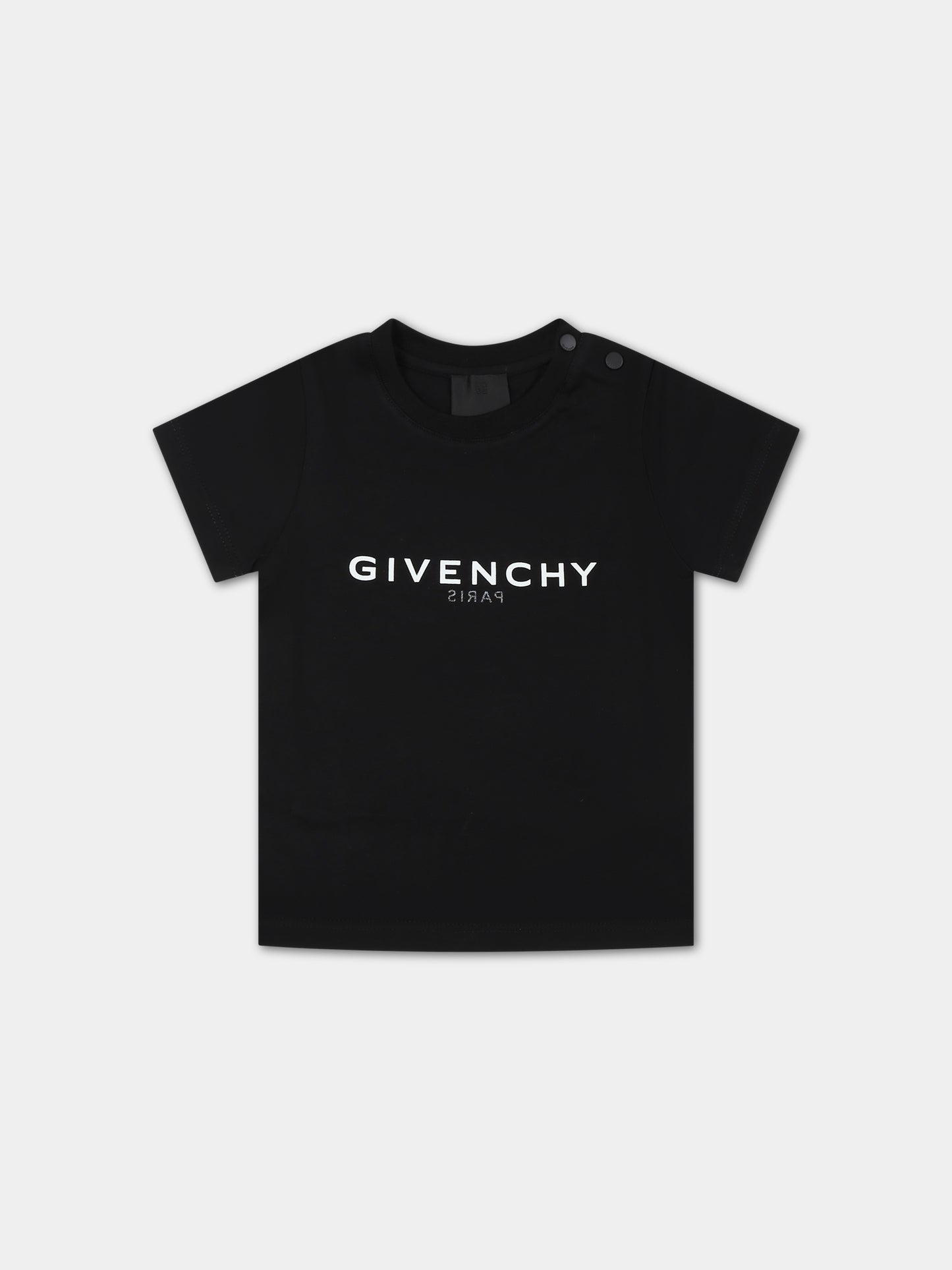 T-shirt nera per neonati con logo,Givenchy Kids,H05268 09B