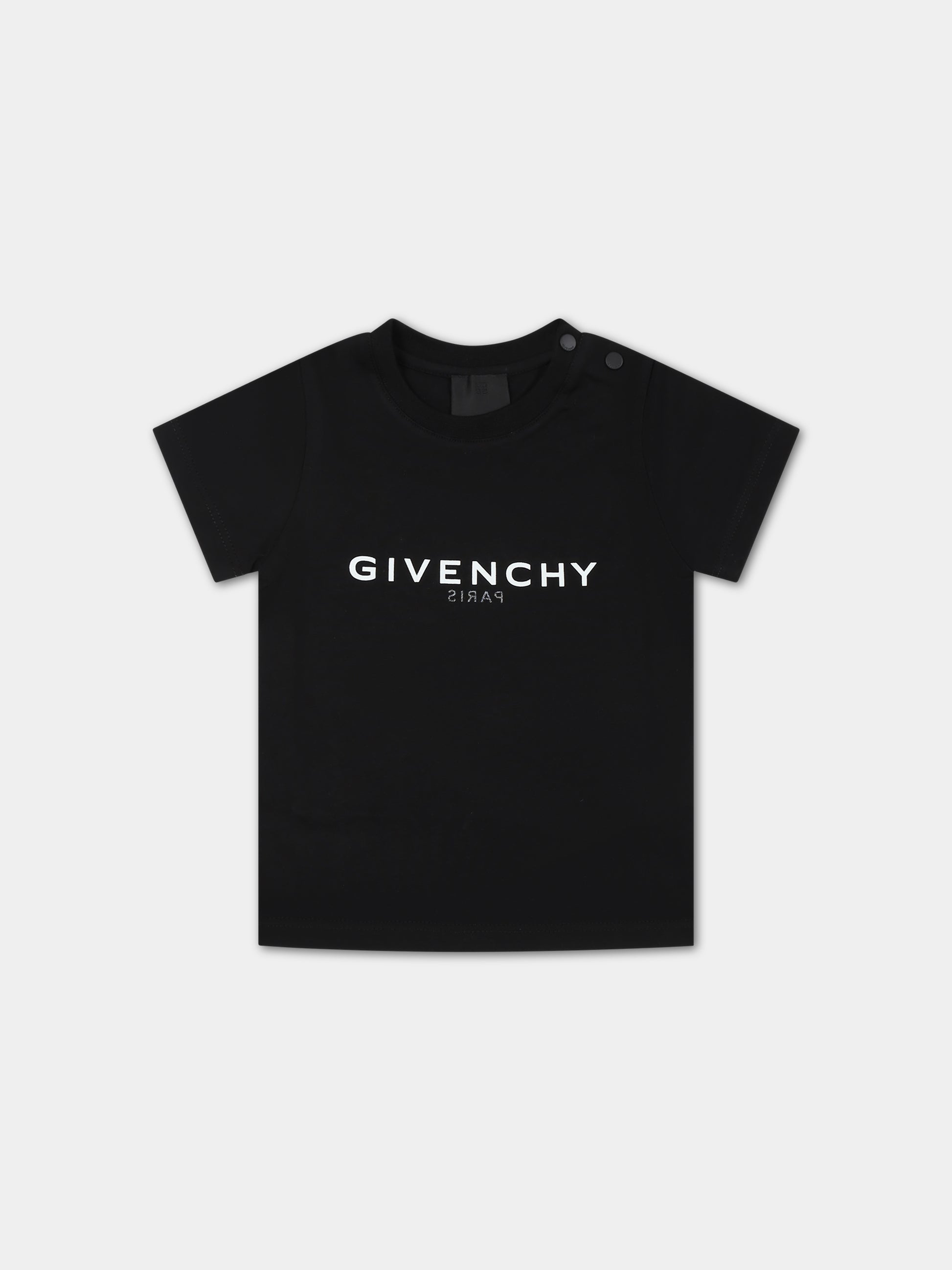T-shirt nera per neonati con logo,Givenchy Kids,H05268 09B