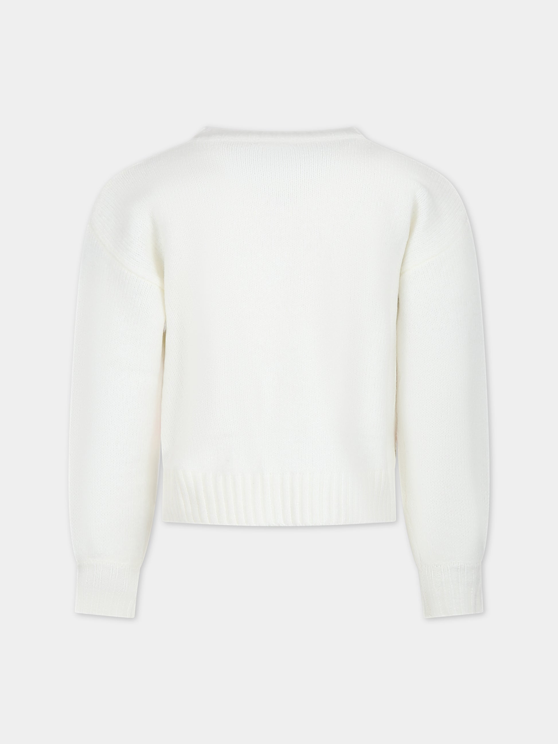 Maglione avorio con cuori per bambina,Billieblush,U15B55 121