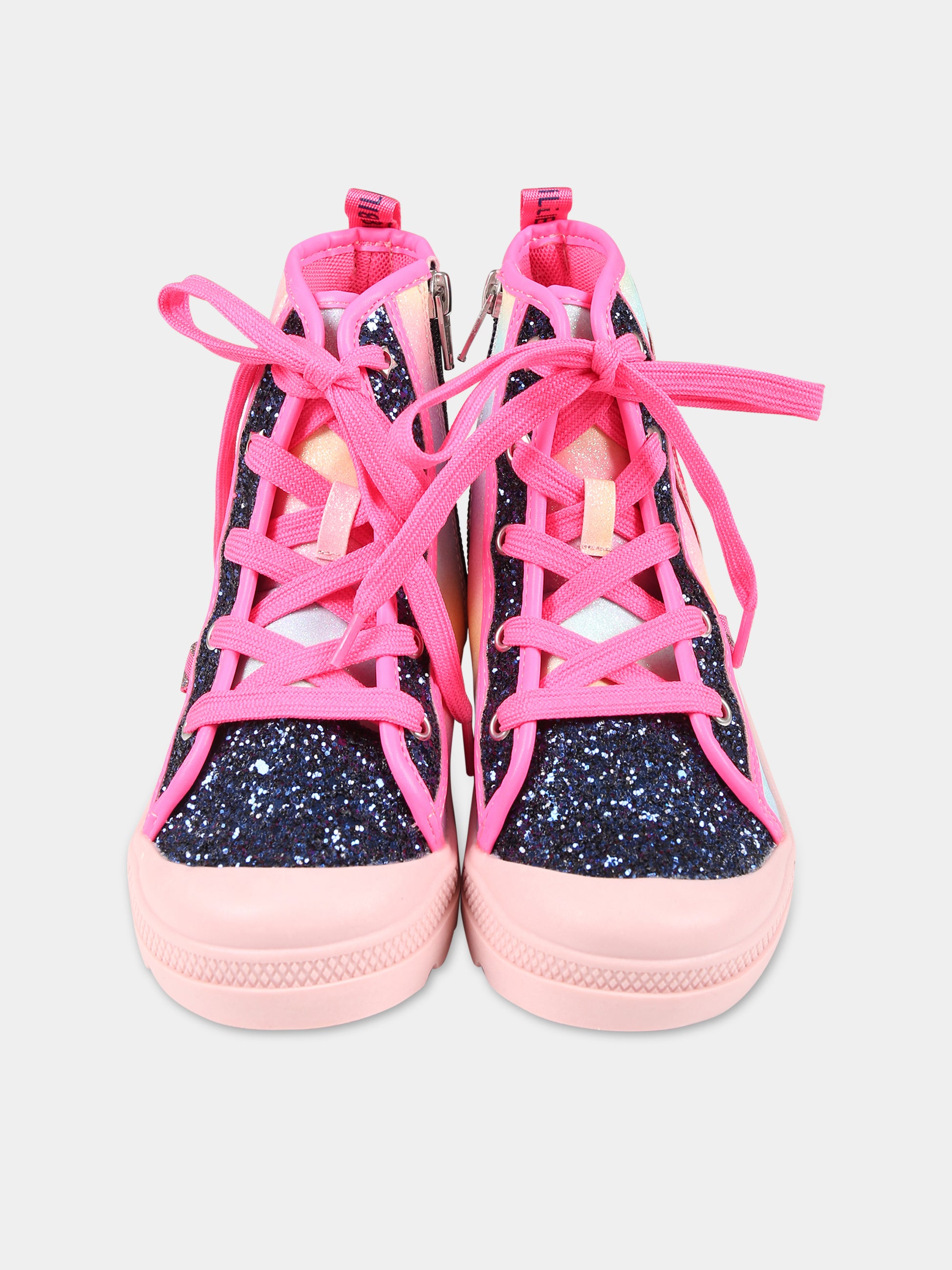 Stivaletti blu per bambina con logo,Billieblush,U19377 MULTICOLOR