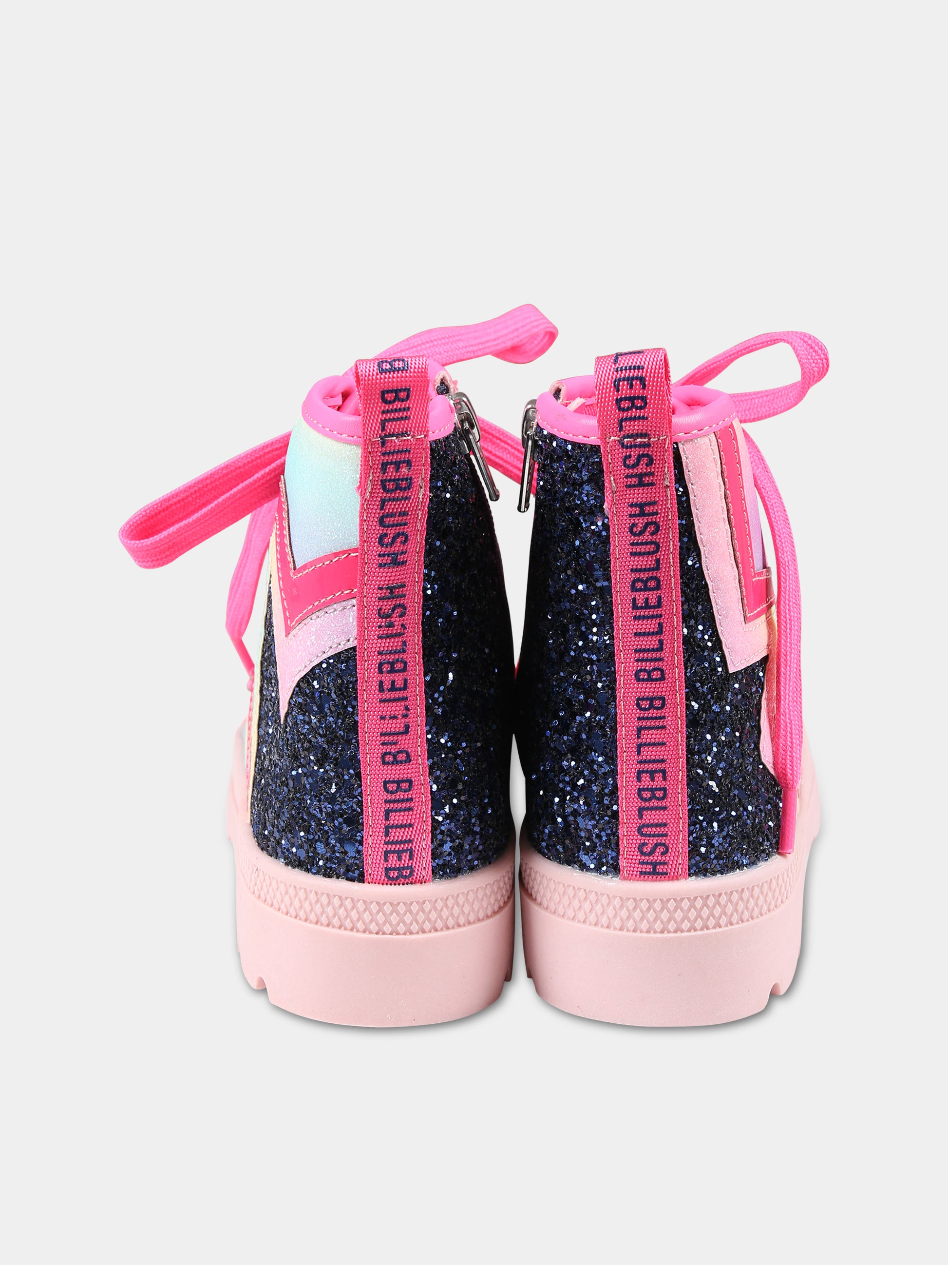 Stivaletti blu per bambina con logo,Billieblush,U19377 MULTICOLOR
