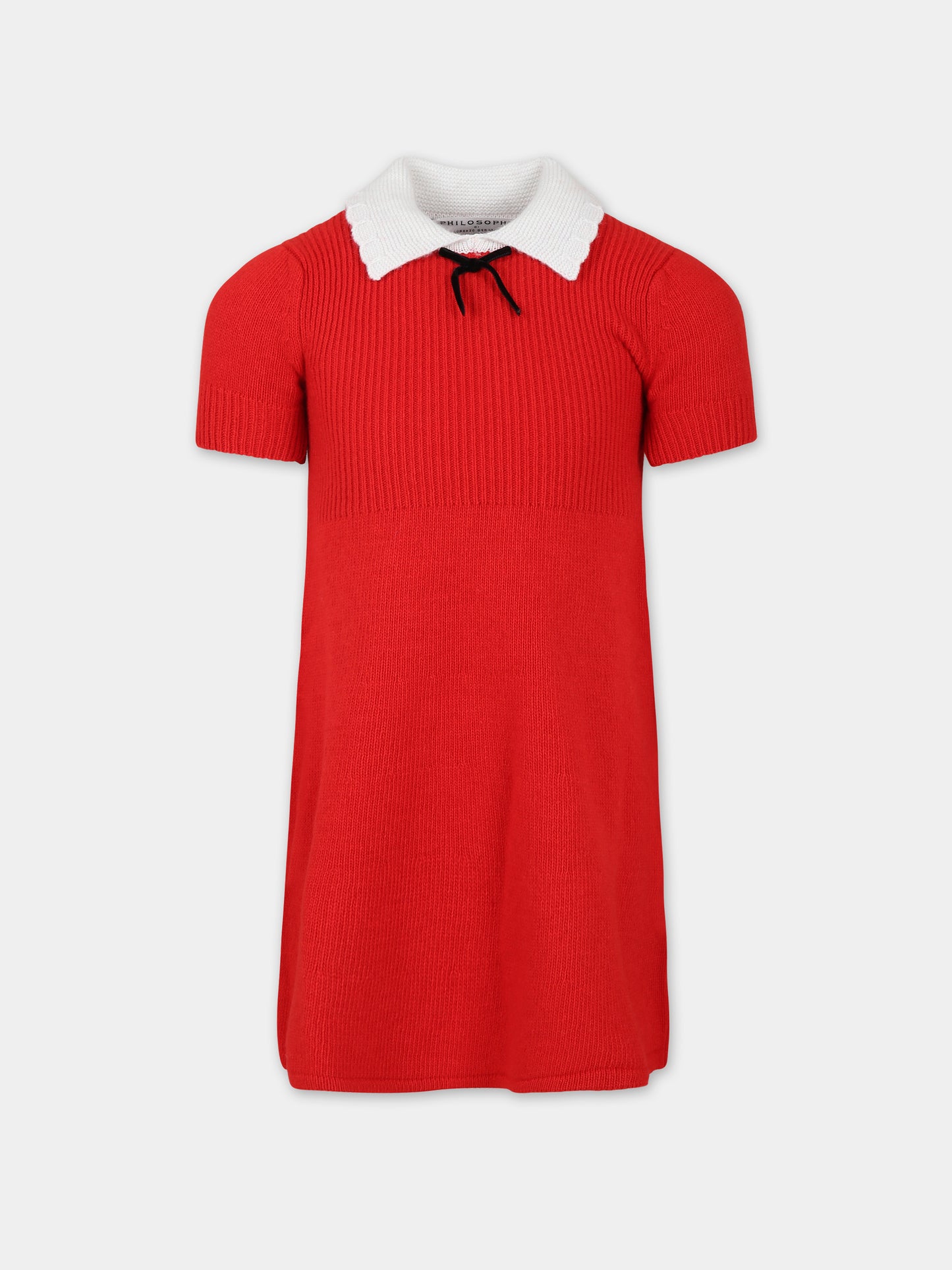 Vestito rosso per bambina con fiocco,Philosophy,PFAB021 C FL007 3000