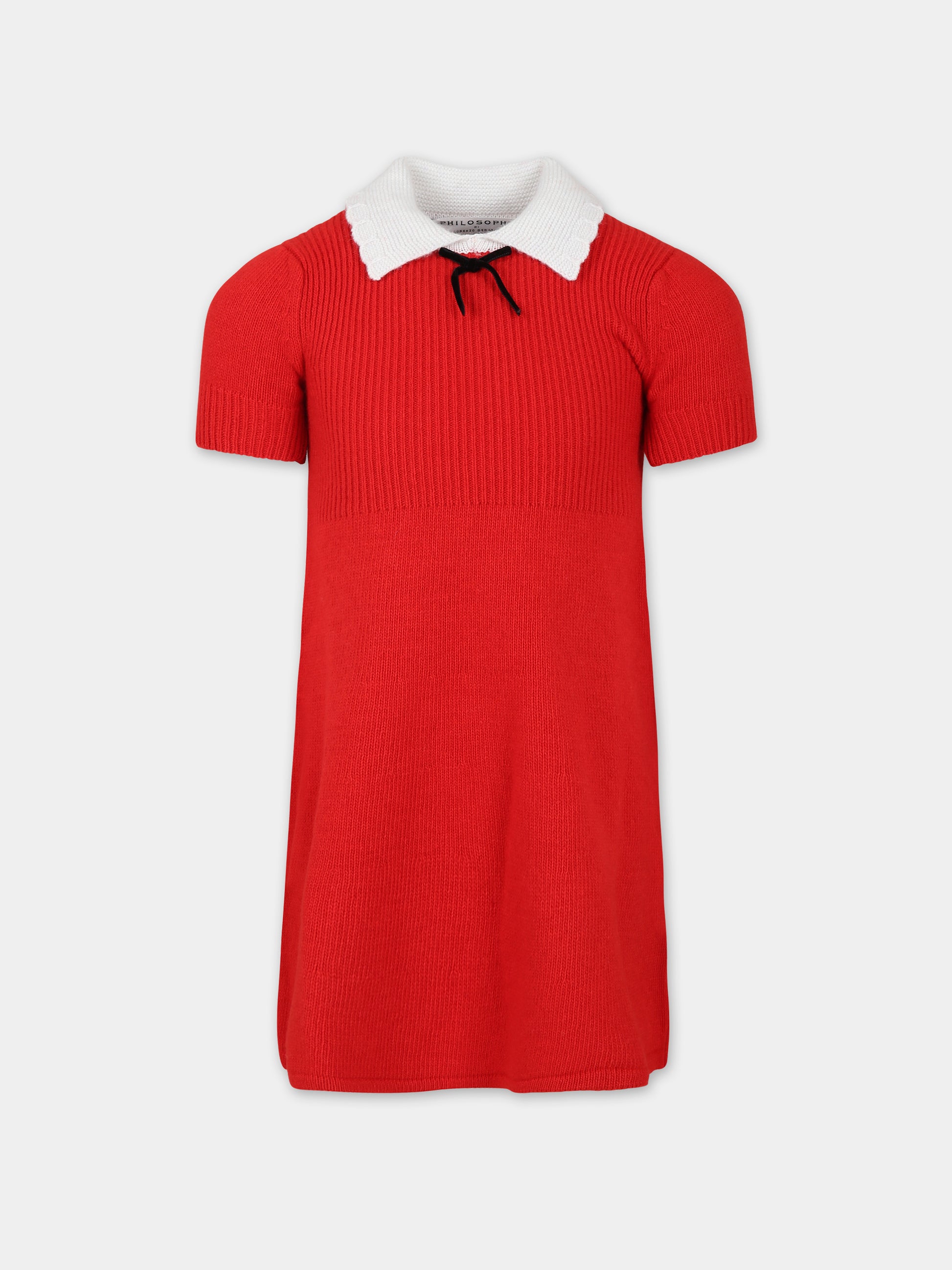 Vestito rosso per bambina con fiocco,Philosophy,PFAB021 C FL007 3000
