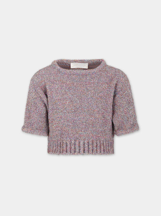 Maglione rosa per bambina con patch,Genny,YFMA004 C FL223 D999