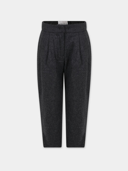 Pantaloni grigi per bambina con logo,Ermanno Scervino Junior,SFPA010 0 ML191 5026