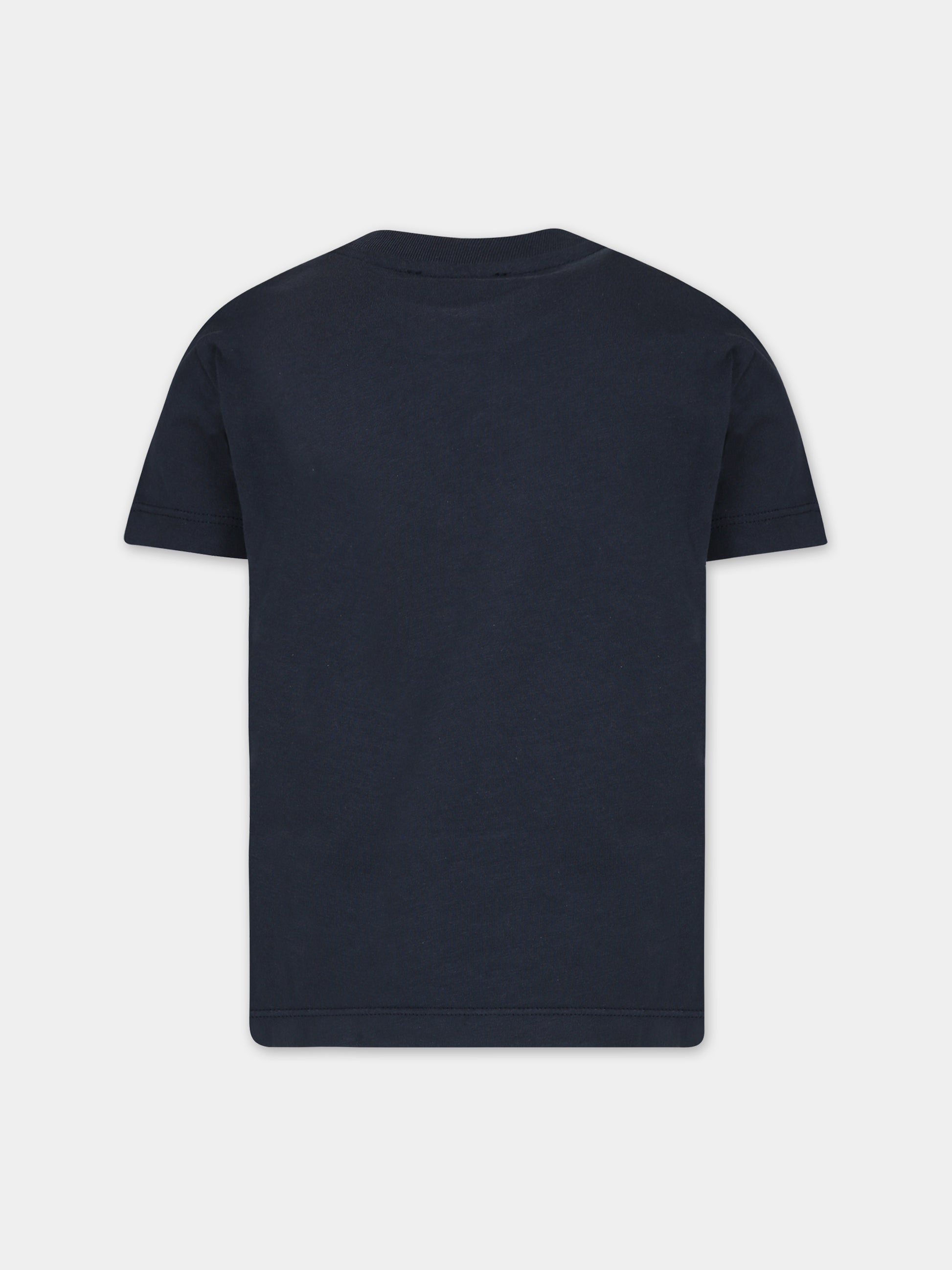 T-shirt blu per bambino con logo,Dondup Kids,DMTS006 C JF065 5011