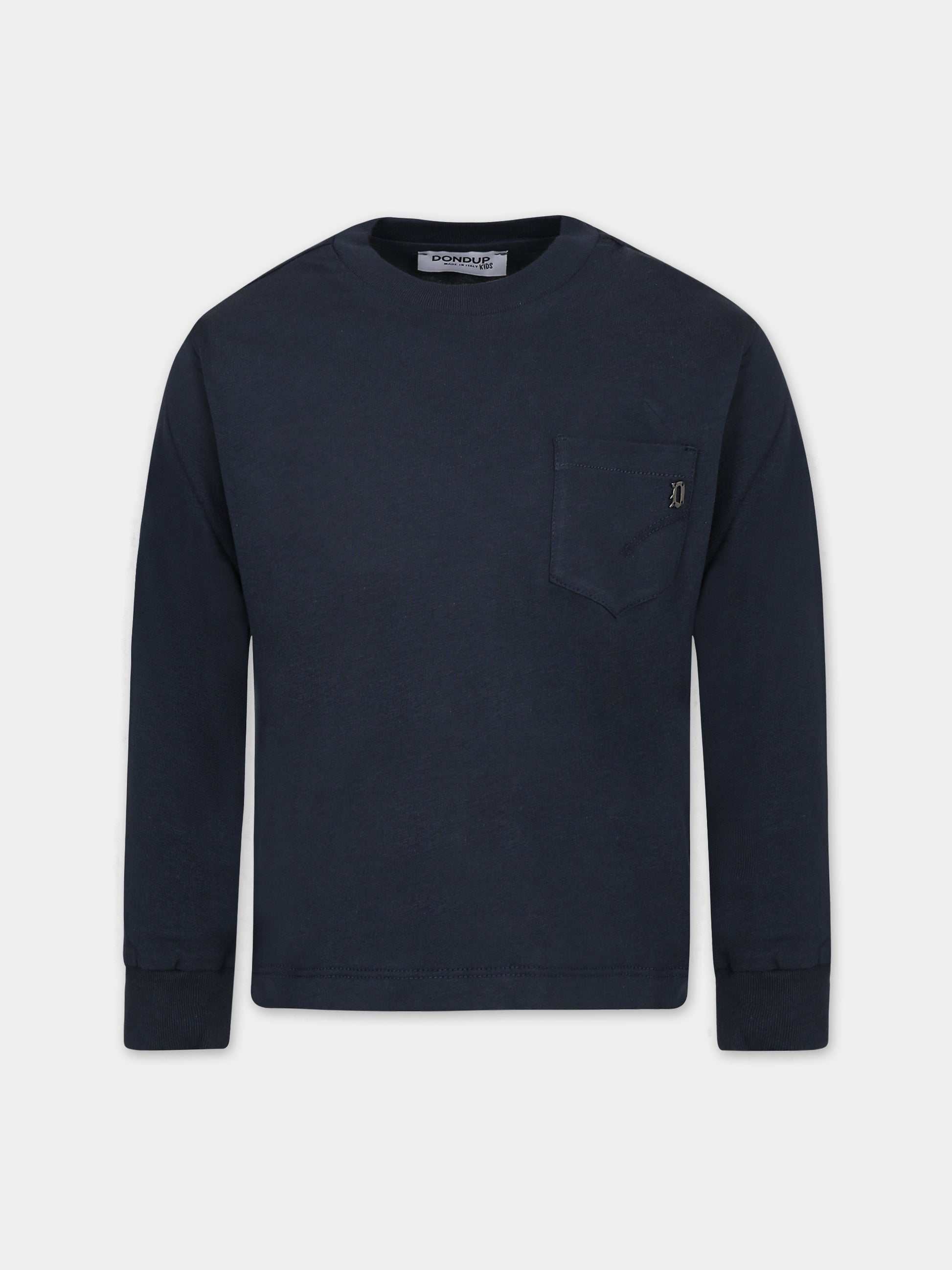 T-shirt blu per bambino con logo,Dondup Kids,DMTS001 C JF065 5011