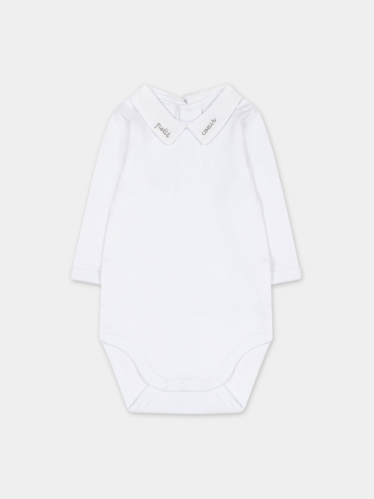 Body bianco per neonati con ricamo,Carrement Beau,Y97287 10P