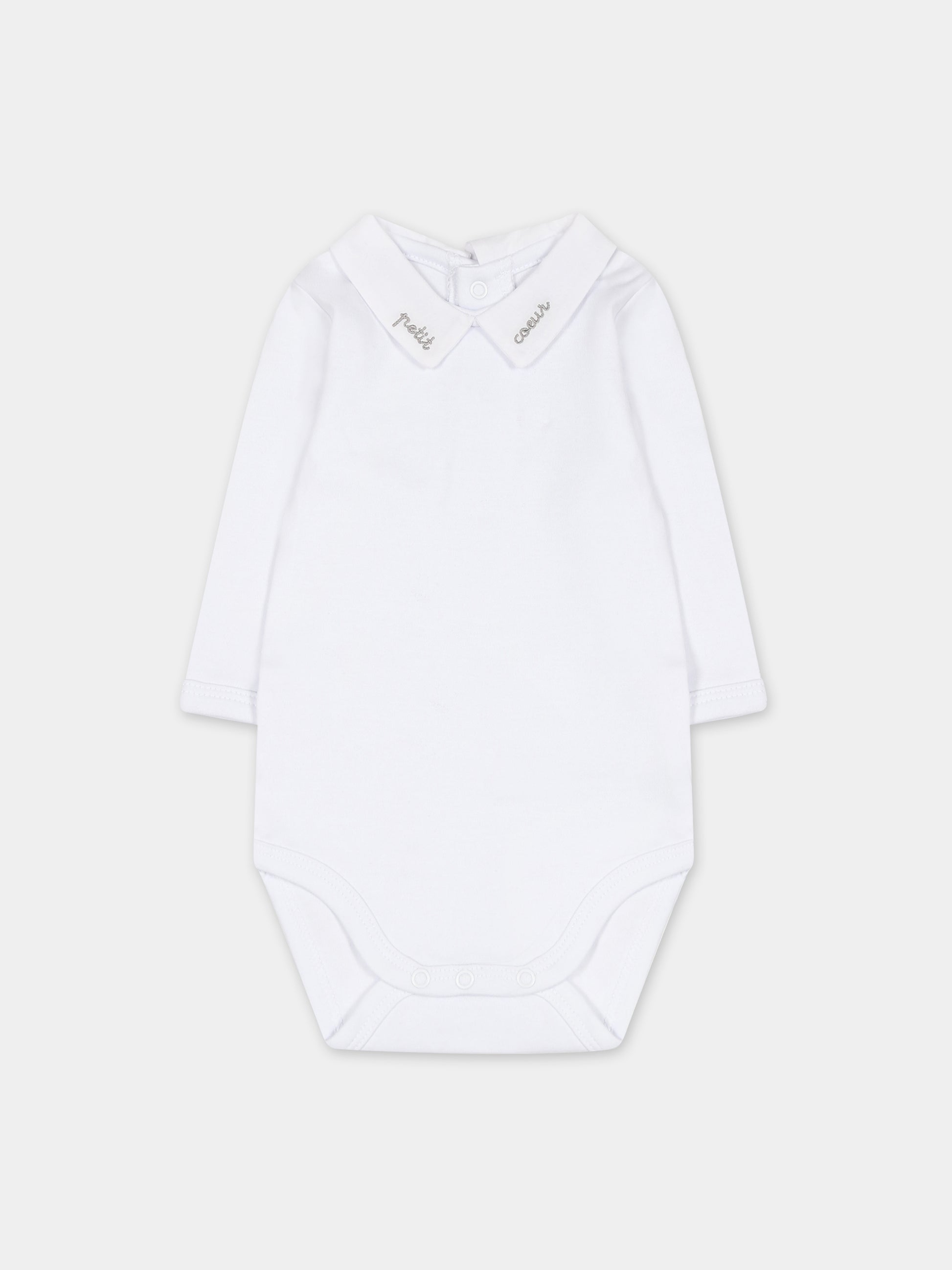 Body bianco per neonati con ricamo,Carrement Beau,Y97287 10P