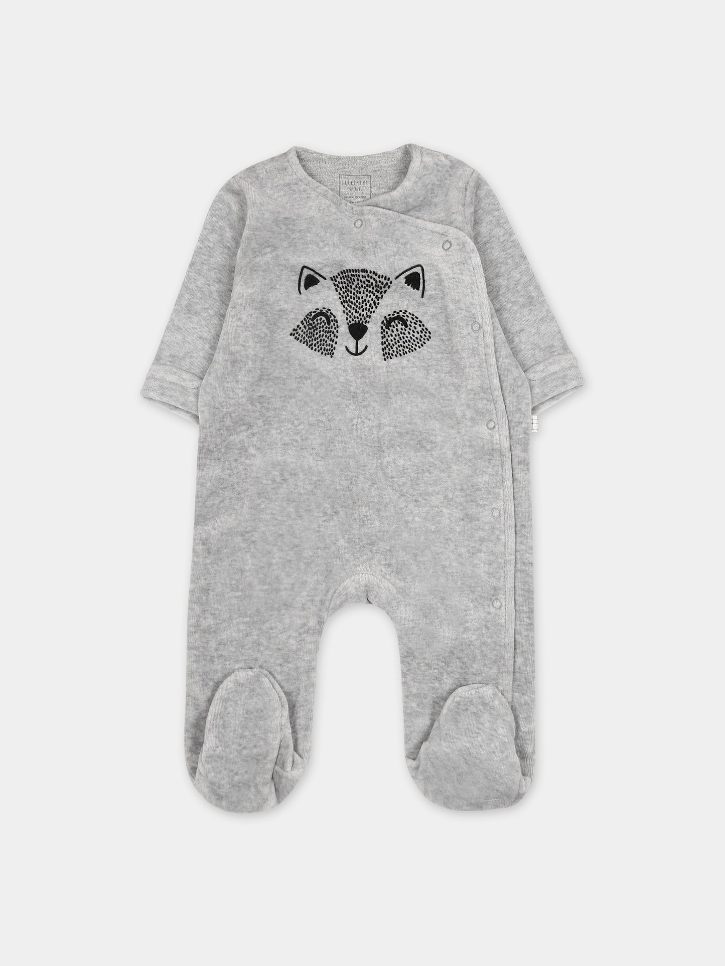 Tutina grigia con procione per neonato,Carrement Beau,Y97302 A06