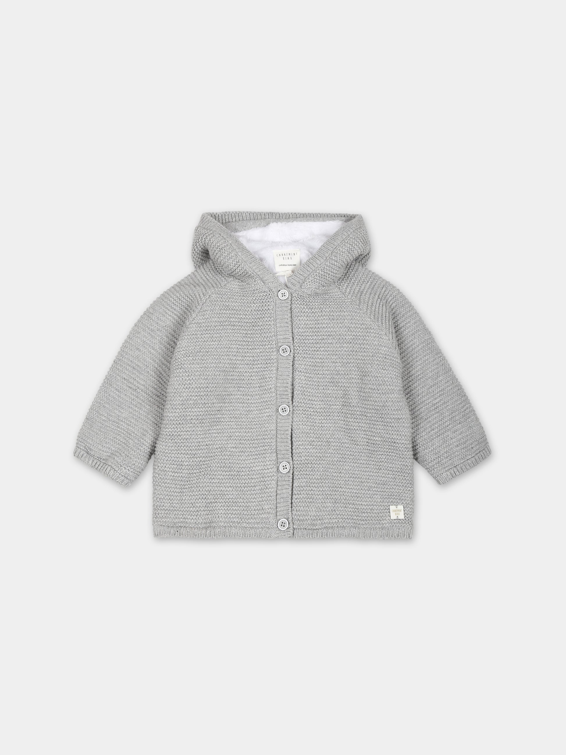 Cardigan grigio con cappuccio per neonato,Carrement Beau,Y96078 A06
