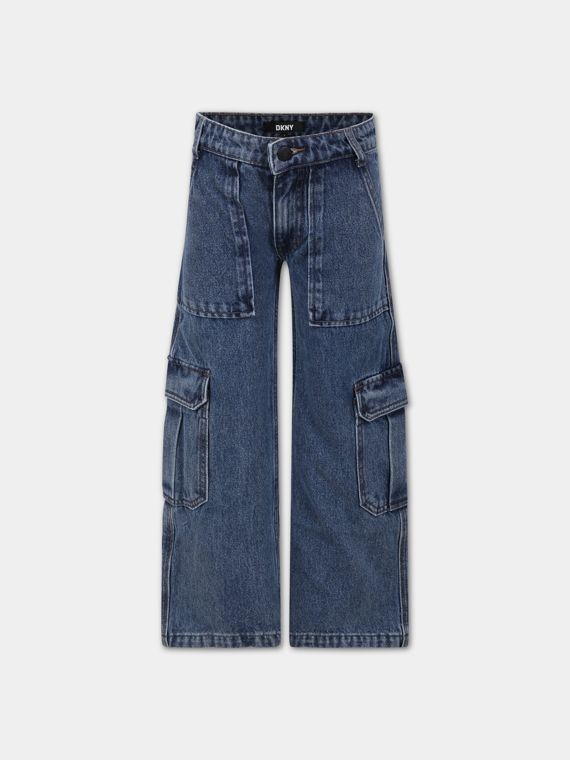 Jeans blu per bambina con logo,Dkny,D34B03 Z22