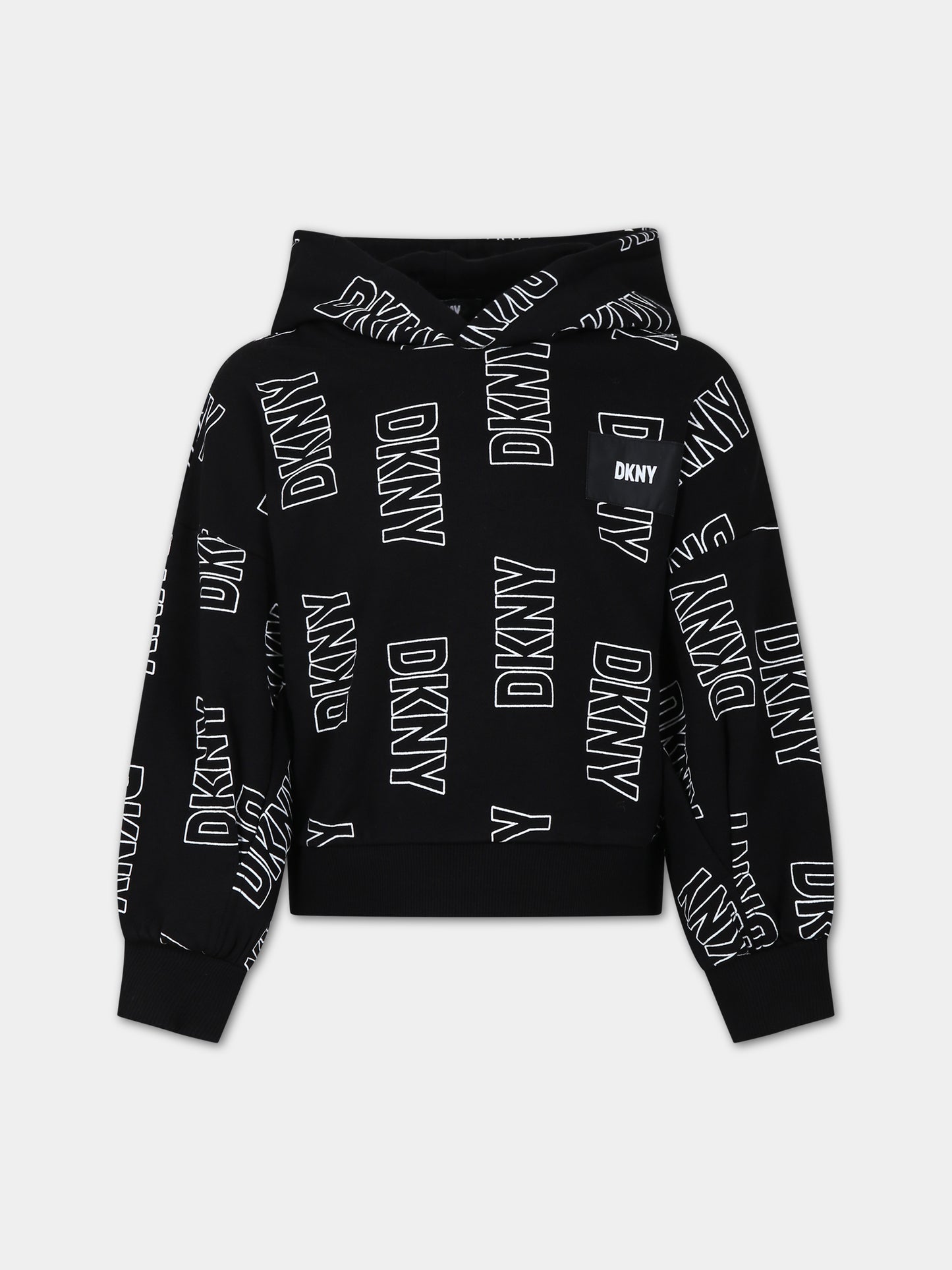 Felpa nera per bambina con logo,Dkny,D35T13 M41