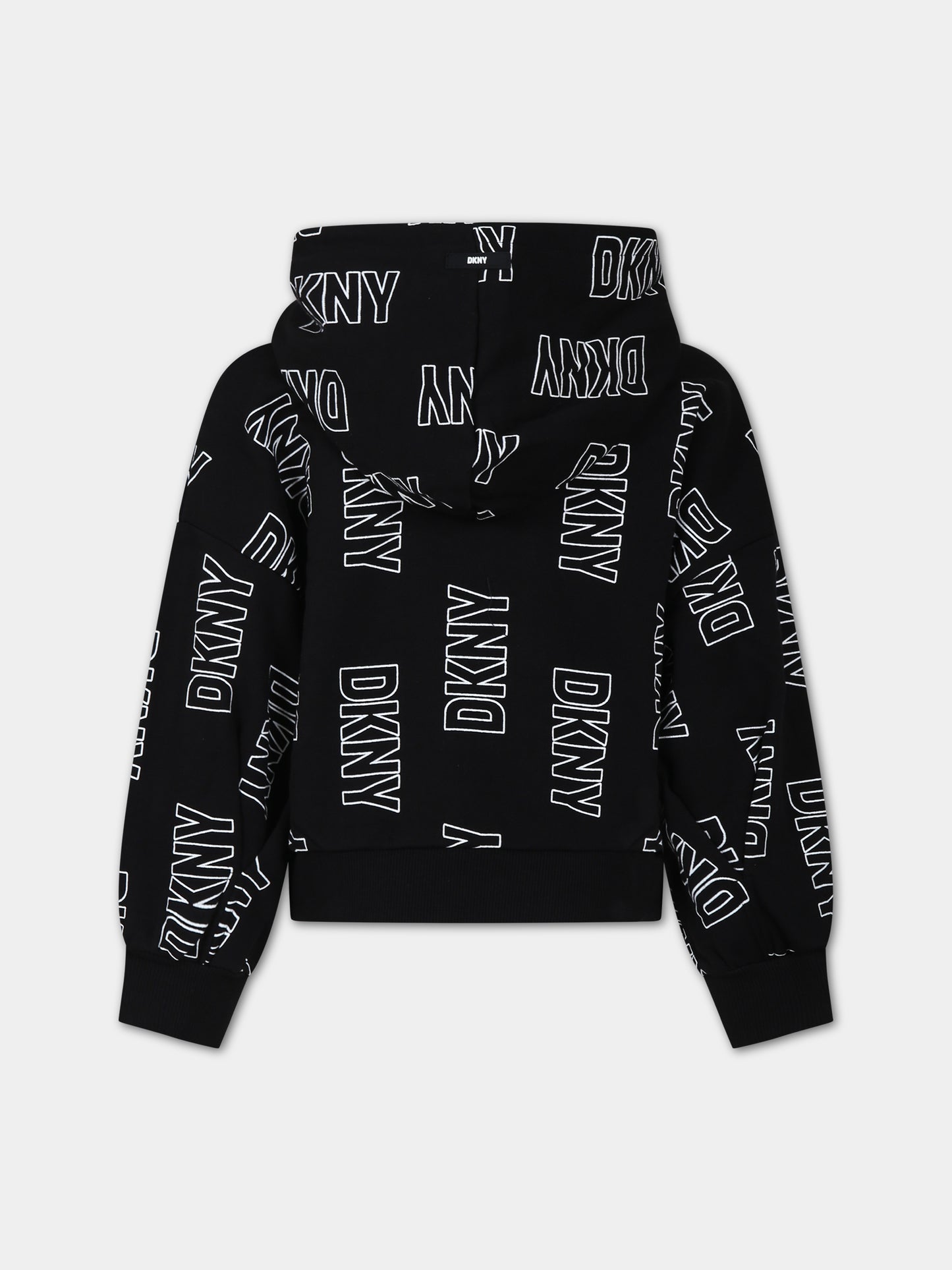Felpa nera per bambina con logo,Dkny,D35T13 M41