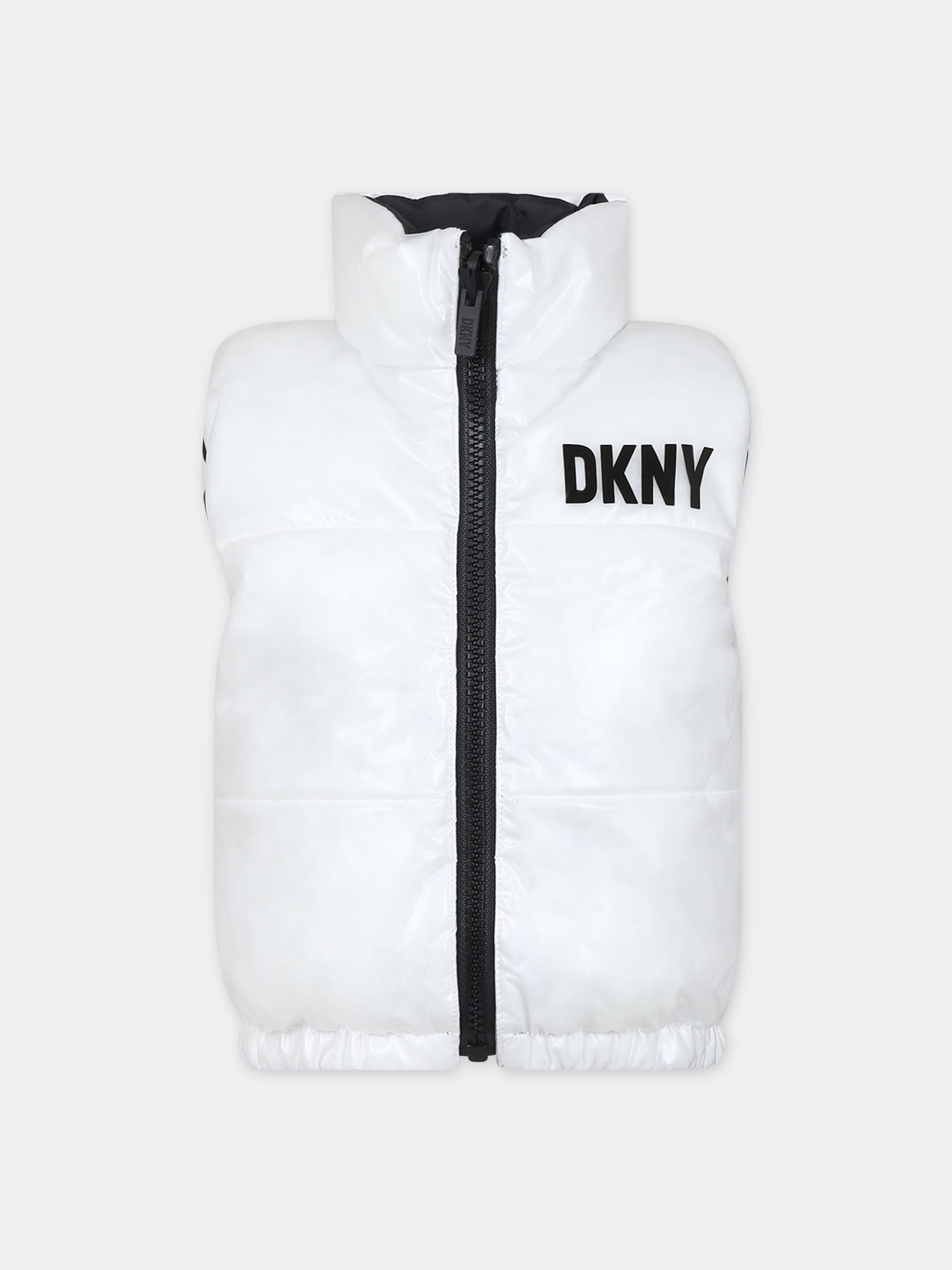 Gilet bianco reversibile per bambina,Dkny,D36689 Z40