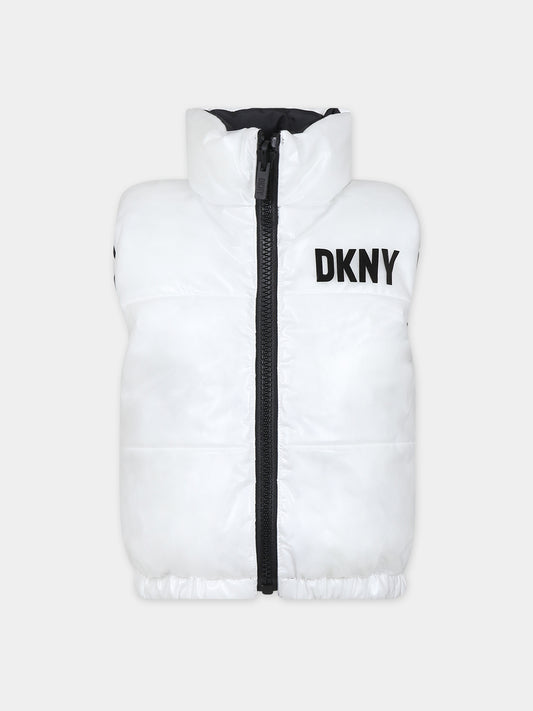 Gilet bianco reversibile per bambina,Dkny,D36689 Z40