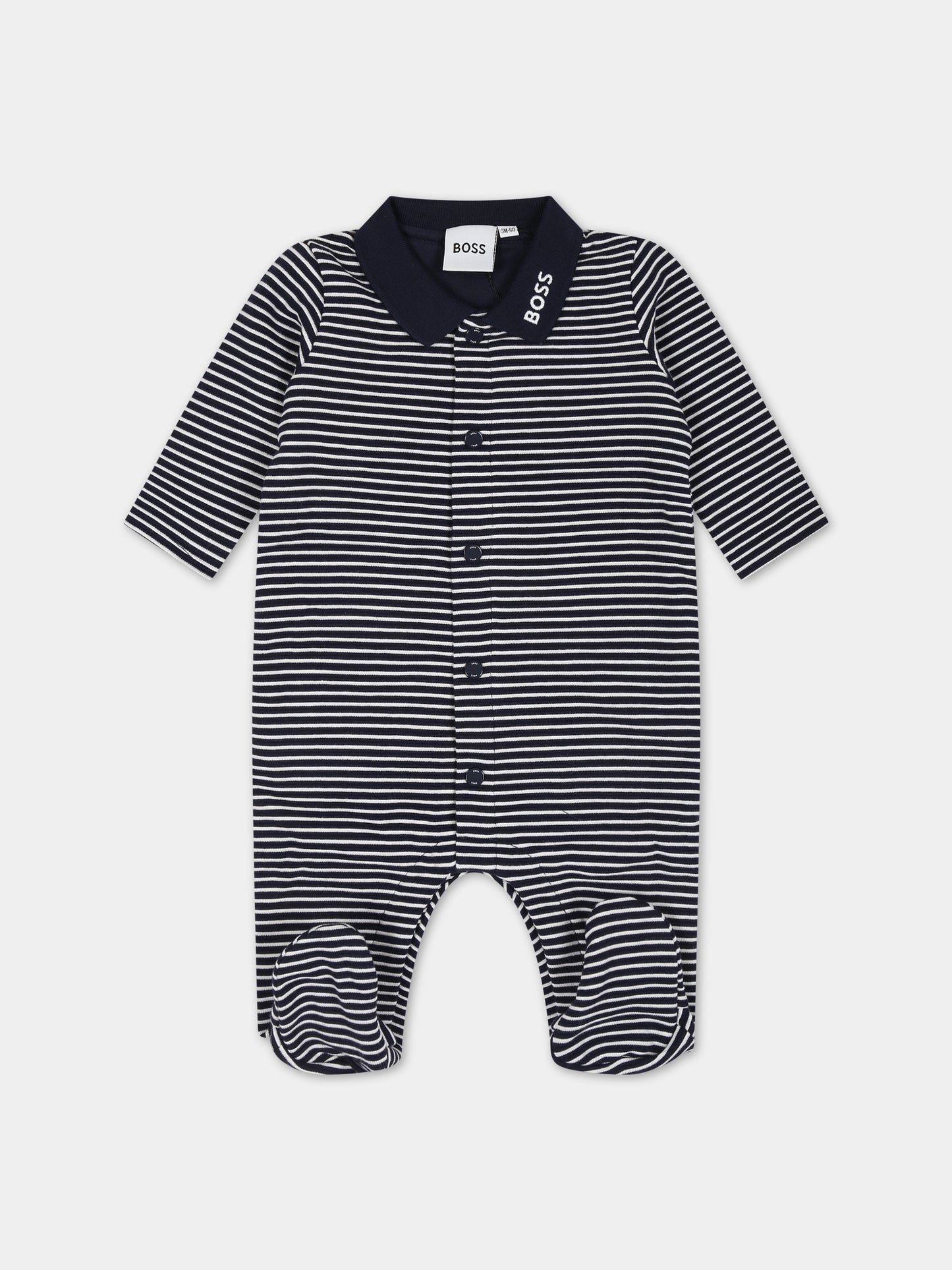 Set tutina e bavaglio blu per neonato con logo,Boss,J98435 849