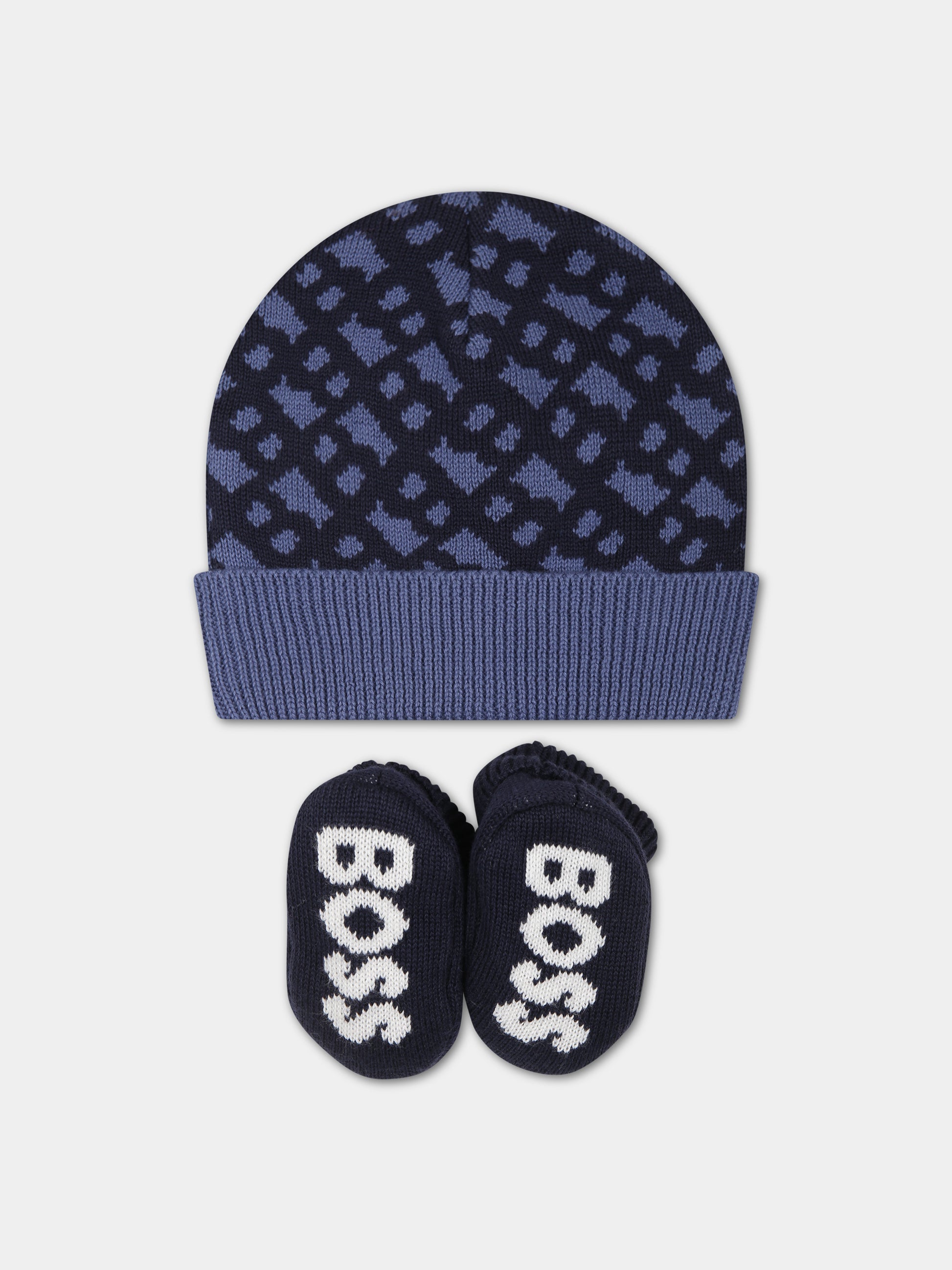 Set accessori blu per neonato con logo,Boss,J98423 849