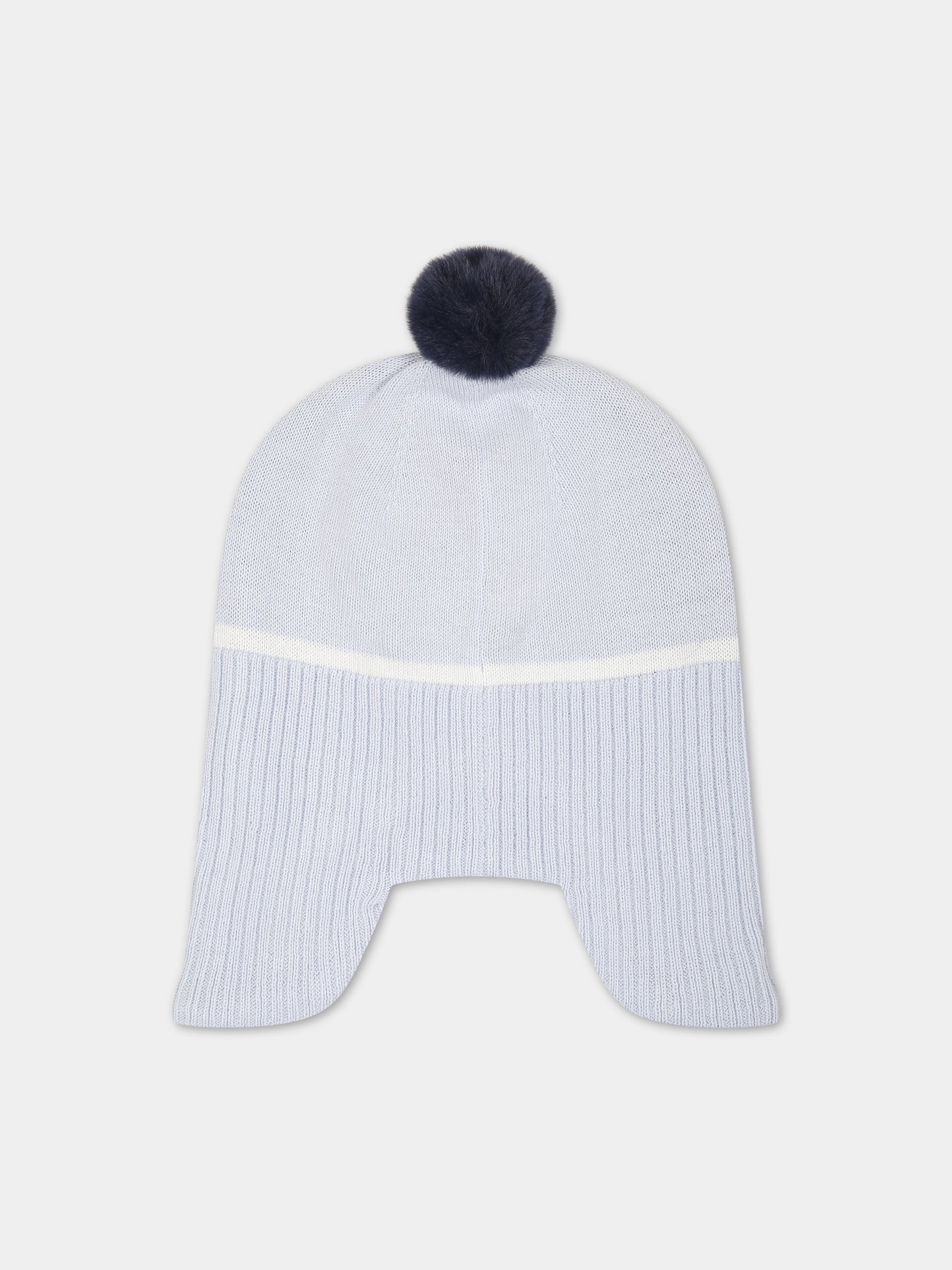 Berretto celeste per neonato con pon-pon,Boss,J91149 771