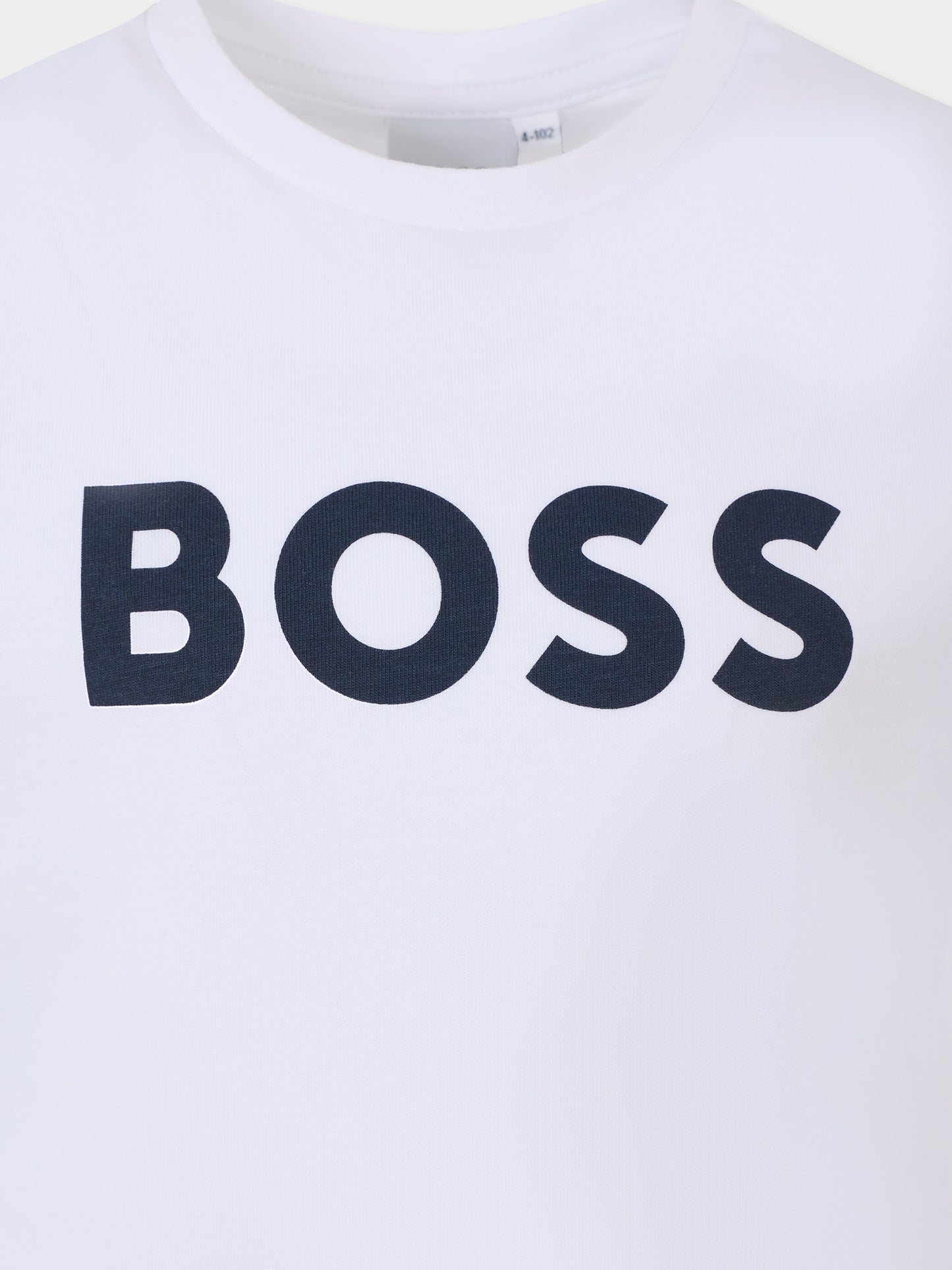 T-shirt bianca per bambino con logo blu,Boss,J25P24 10P