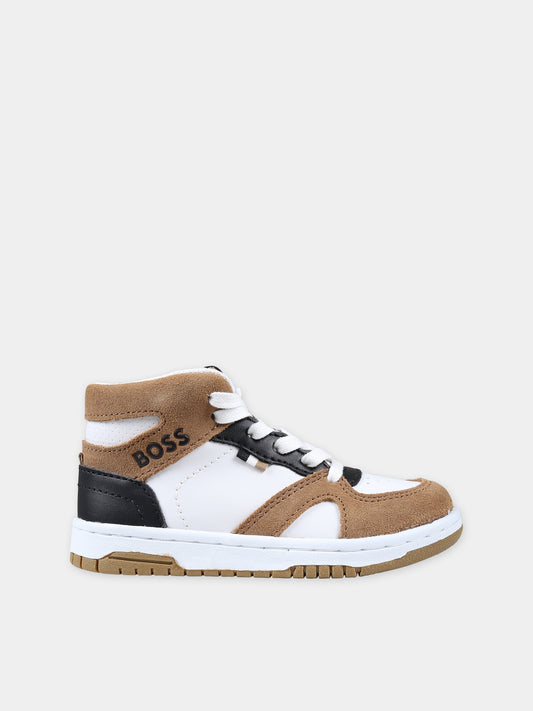 Sneakers multicolor per bambino con logo,Boss,J29367 BIANCO