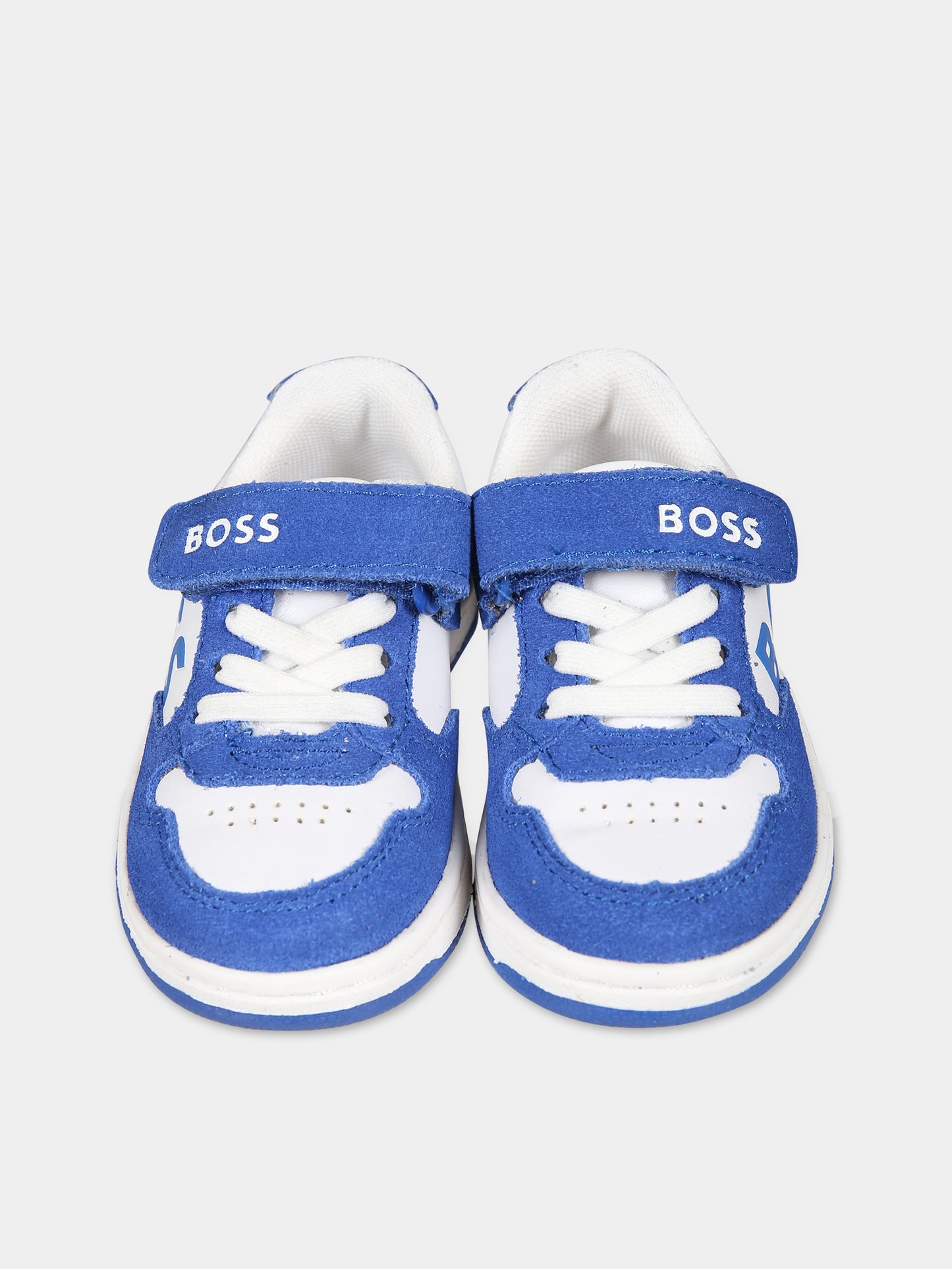 Sneakers azzurre per neonato con logo,Boss,J09208 MARINE