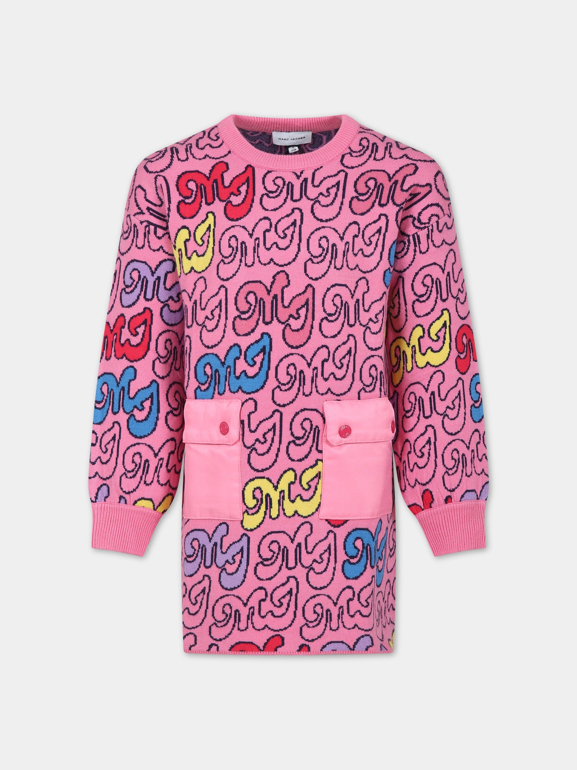 Vestito rosa per bambina con logo,Marc Jacobs,W12462 ALBICOCCA