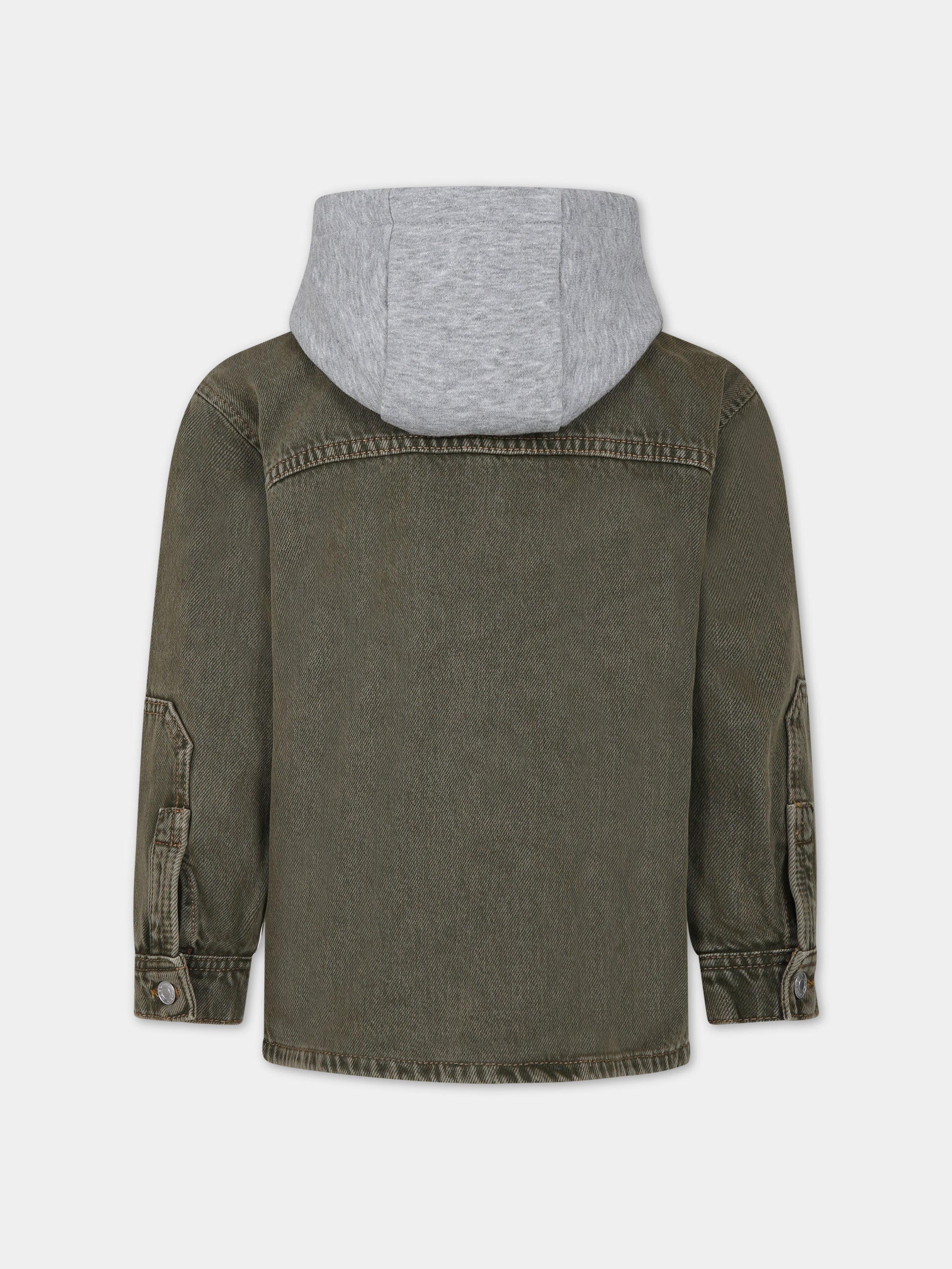 Camicia verde per bambino con cappuccio e logo,Hugo,G25148 Z36