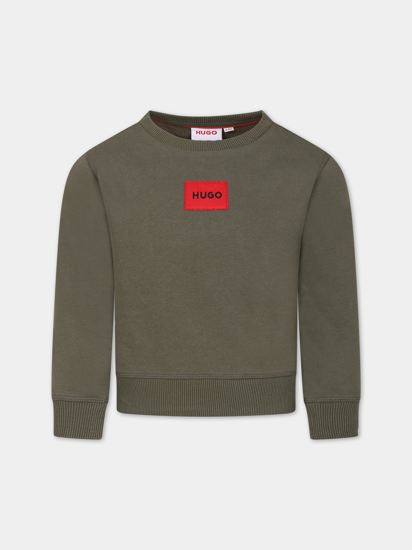 Felpa verde per bambino con logo,Hugo,G25151 653