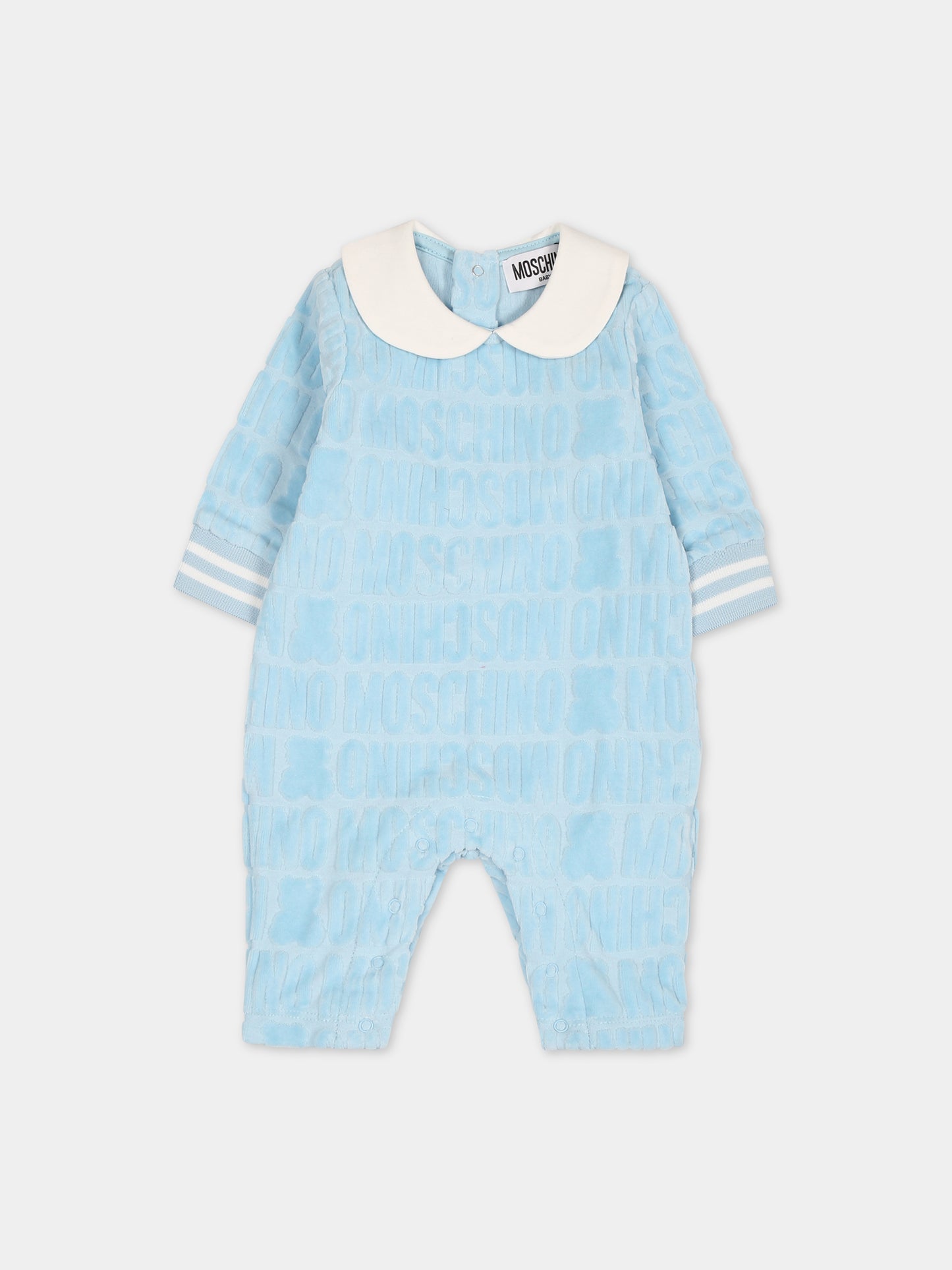Completo celeste per neonato con logo,Moschino Kids,MUY05H LGB10 40304