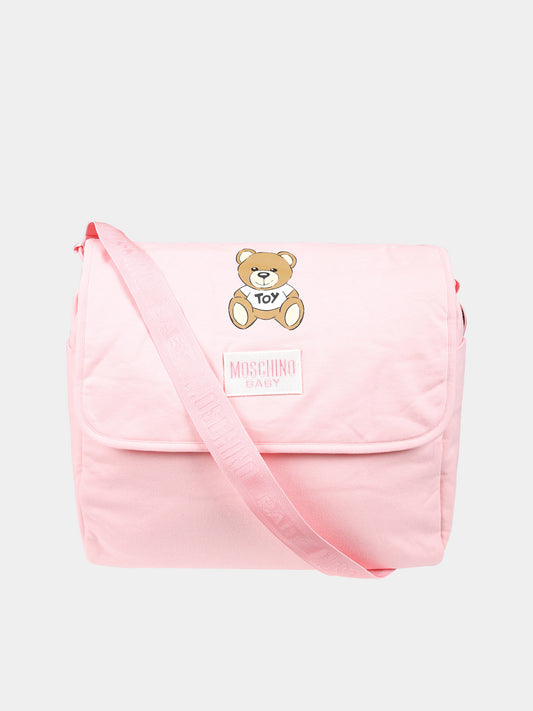 Borsa mamma rosa per neonata con Teddy Bear e logo,Moschino Kids,MTX03D LCA40 50209