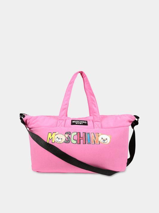 Borsa mamma fucisa per neonata con Teddy Bear e logo,Moschino Kids,MSX03A LCA26 52458