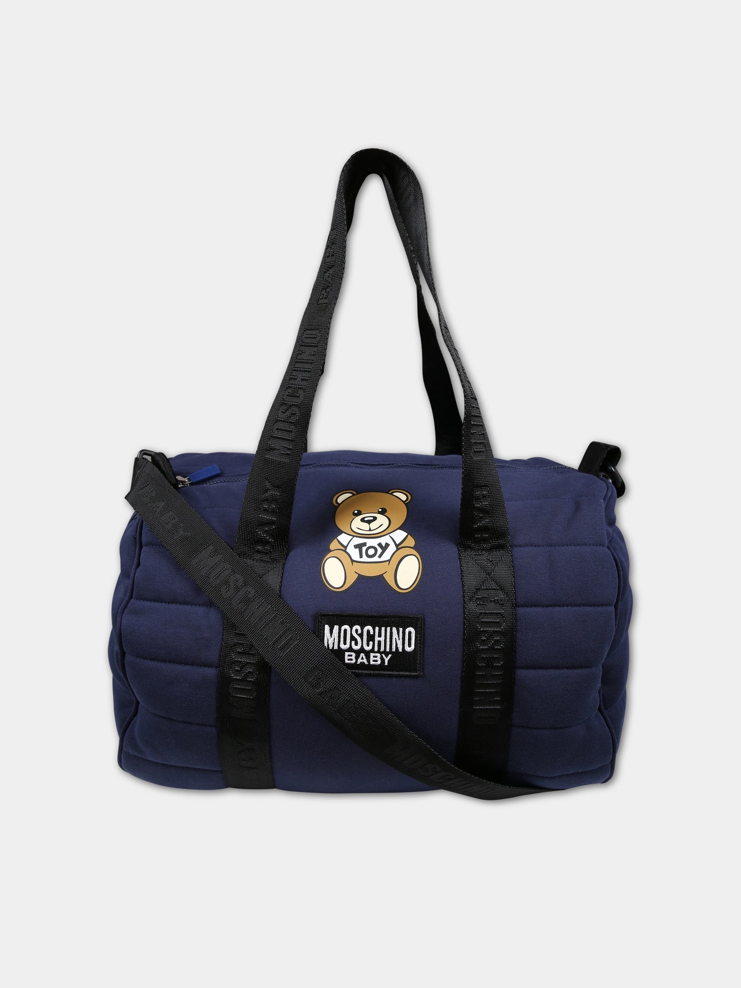Borsa mamma blu per neonati con Teddy Bear e logo,Moschino Kids,MNX03P LCA26 40016