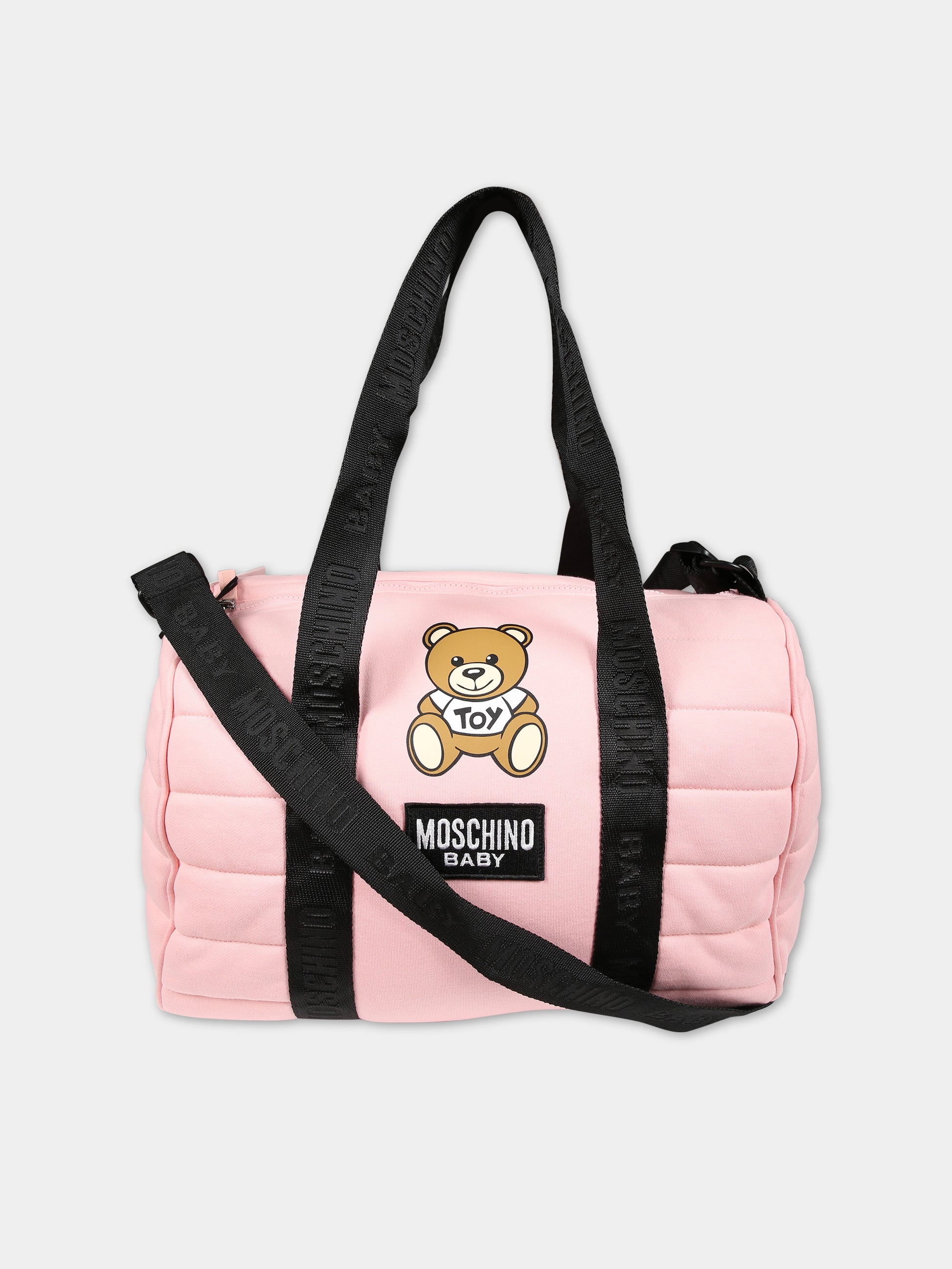 Borsa mamma rosa per neonata con Teddy Bear e logo,Moschino Kids,MNX03P LCA26 50209