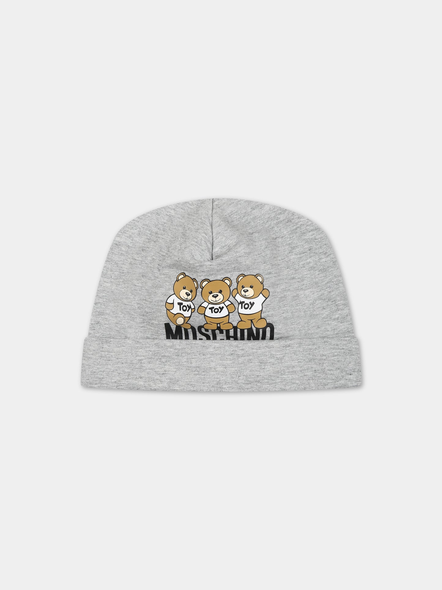 Cappello grigio per neonati con Teddy Bears e logo,Moschino Kids,MZX031 LDA16 60901