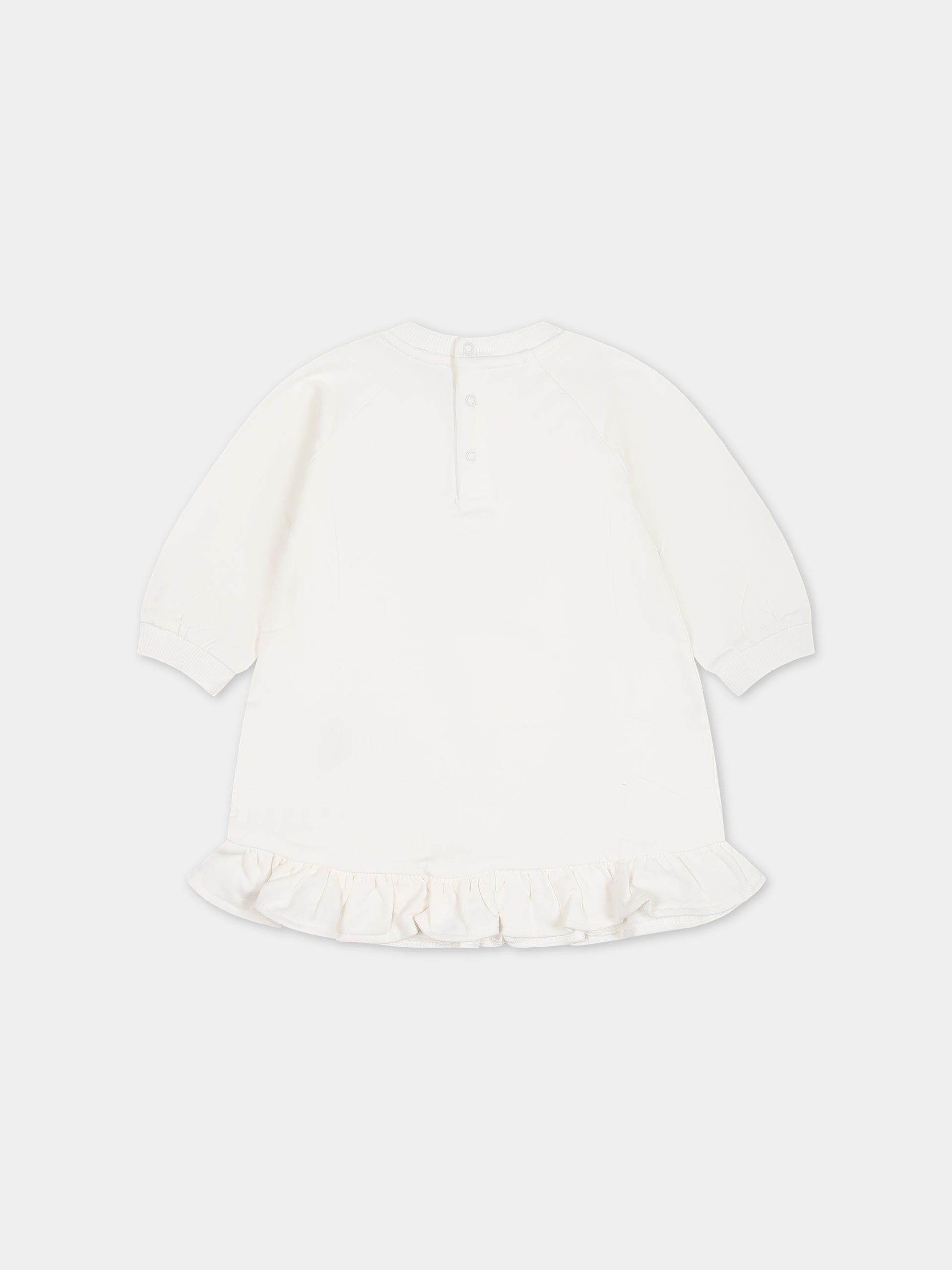 Vestito bianco per neonata con Teddy Bear e logo,Moschino Kids,MDV0AP LDA14 10063