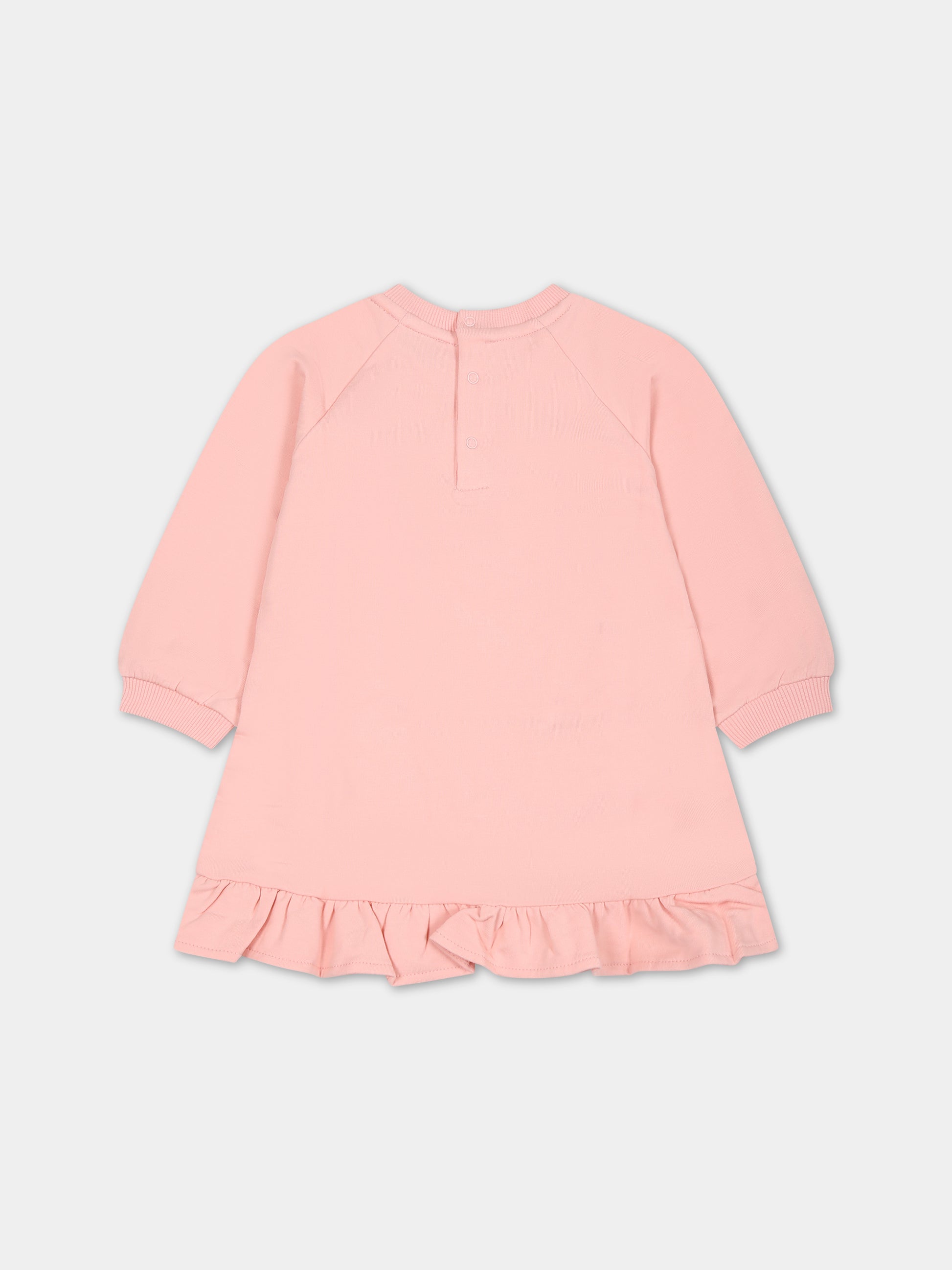 Vestito rosa per neonata con Teddy Bear e logo,Moschino Kids,MDV0AP LDA14 50209