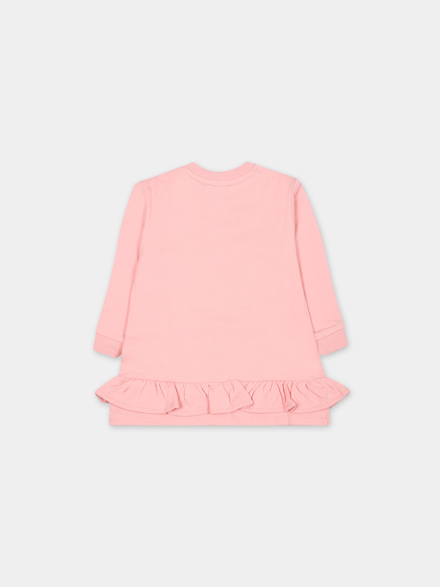 Vestito rosa per neonata con Teddy Bears,Moschino Kids,MDV0AX LCA58 50209