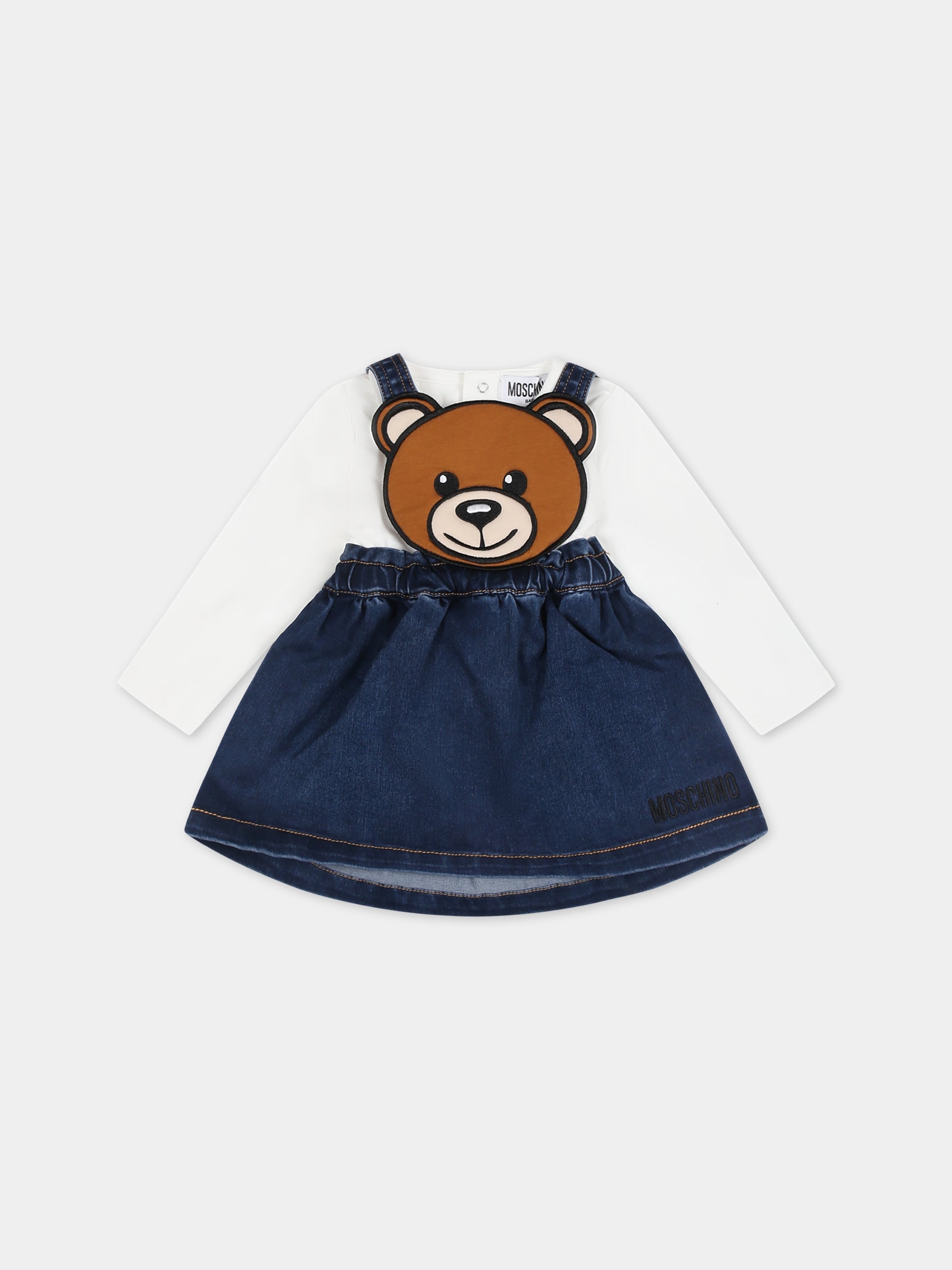 Completo blu per neonata con Teddy Bear e logo,Moschino Kids,MAK02D LXE49 10063