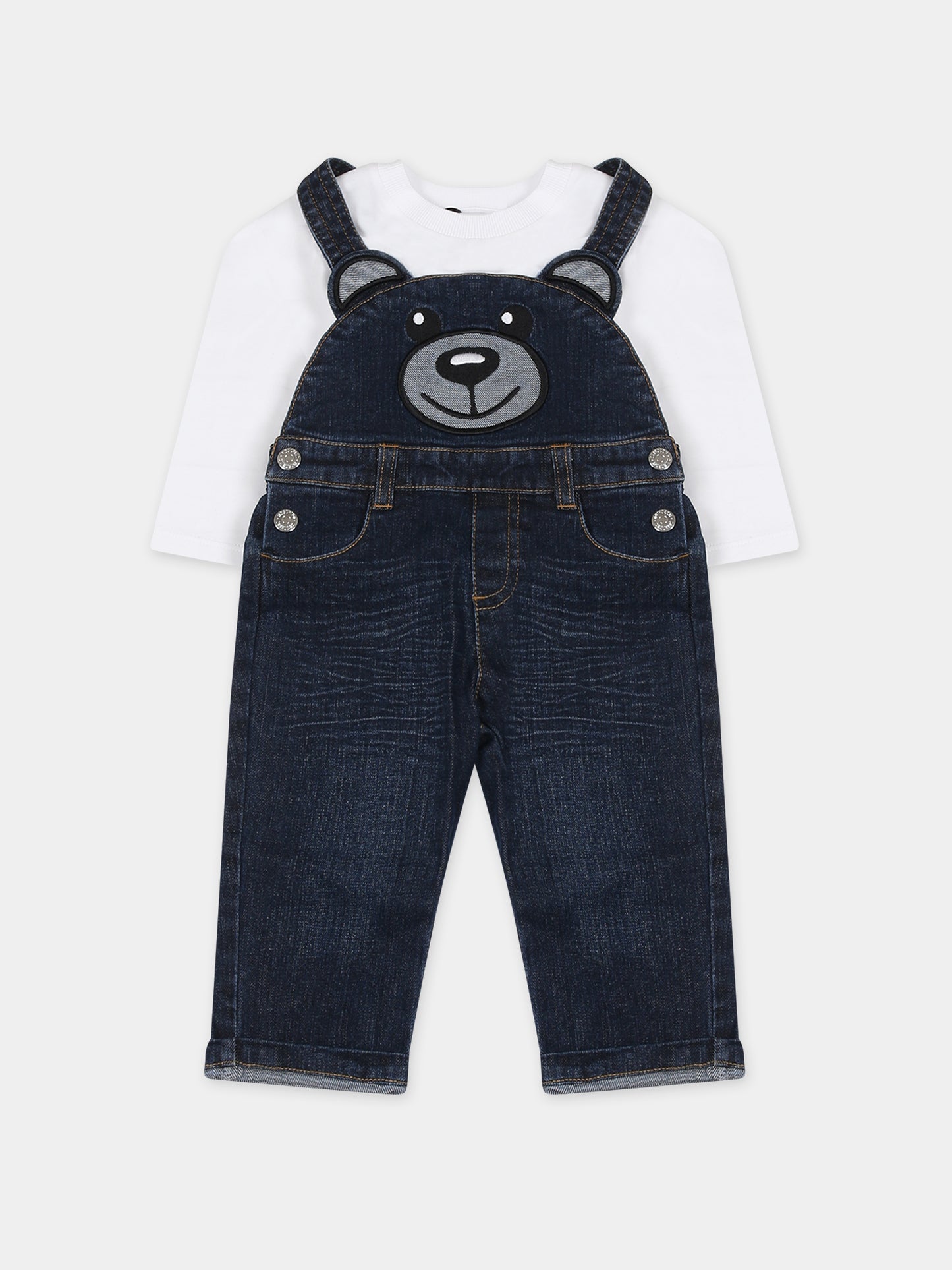 Completo blu per neonata con Teddy Bear,Moschino Kids,MUK04C LXE48 10101