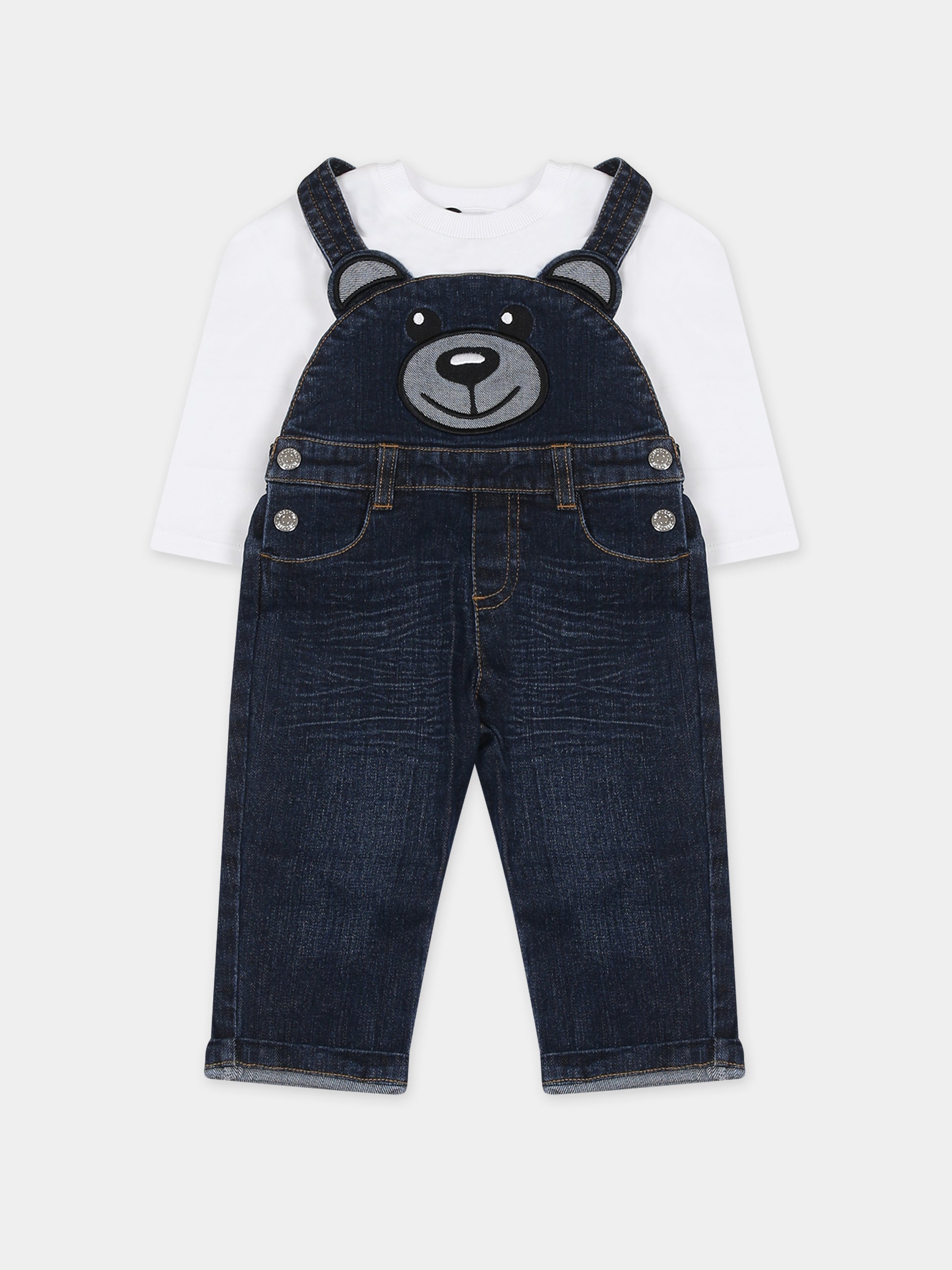 Completo blu per neonata con Teddy Bear,Moschino Kids,MUK04C LXE48 10101